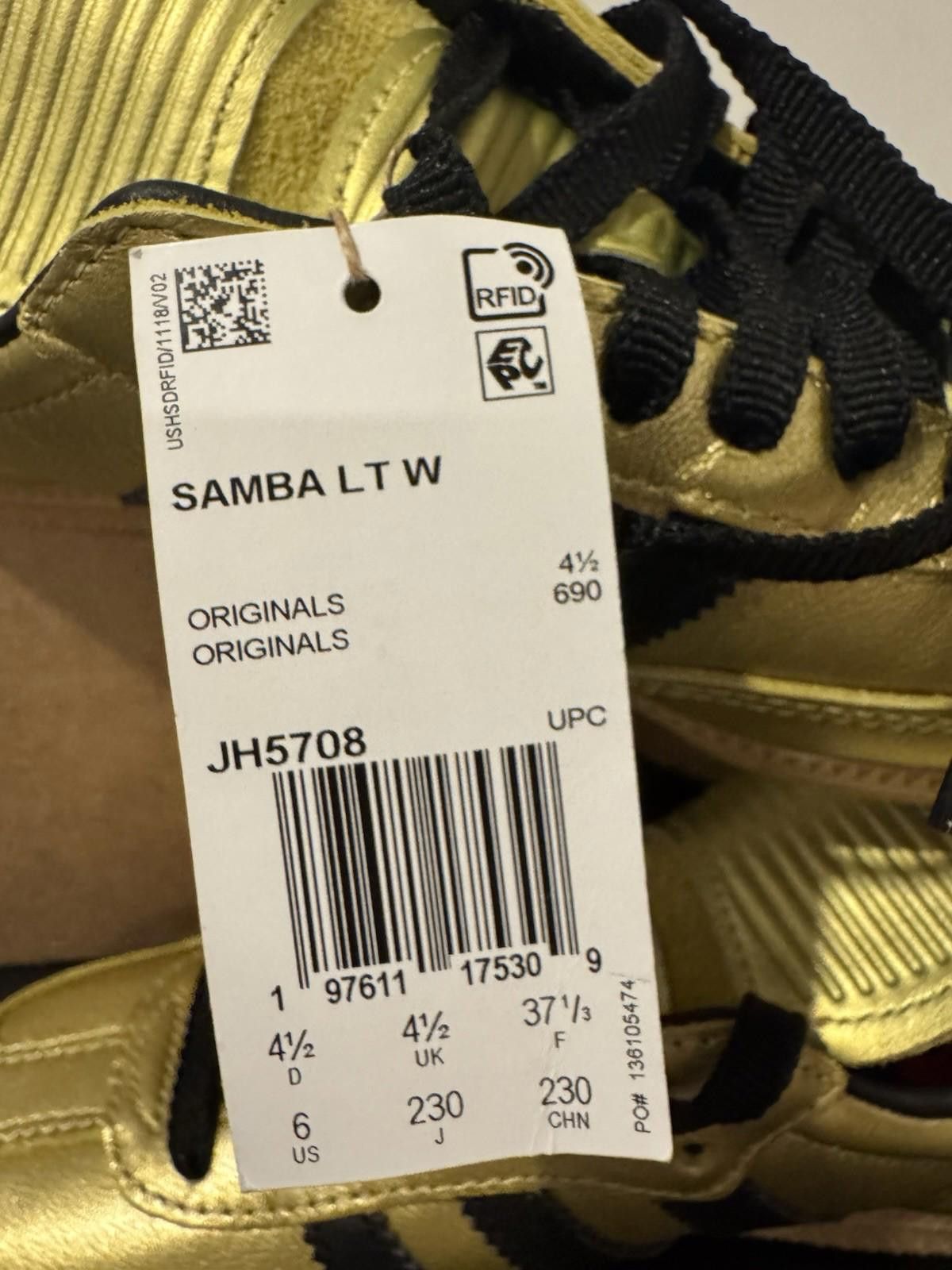 Adidas Size 6 - Adidas Samba LT Gold Metallic Black Gum W Size US 6 / IT 36 - 4 Thumbnail