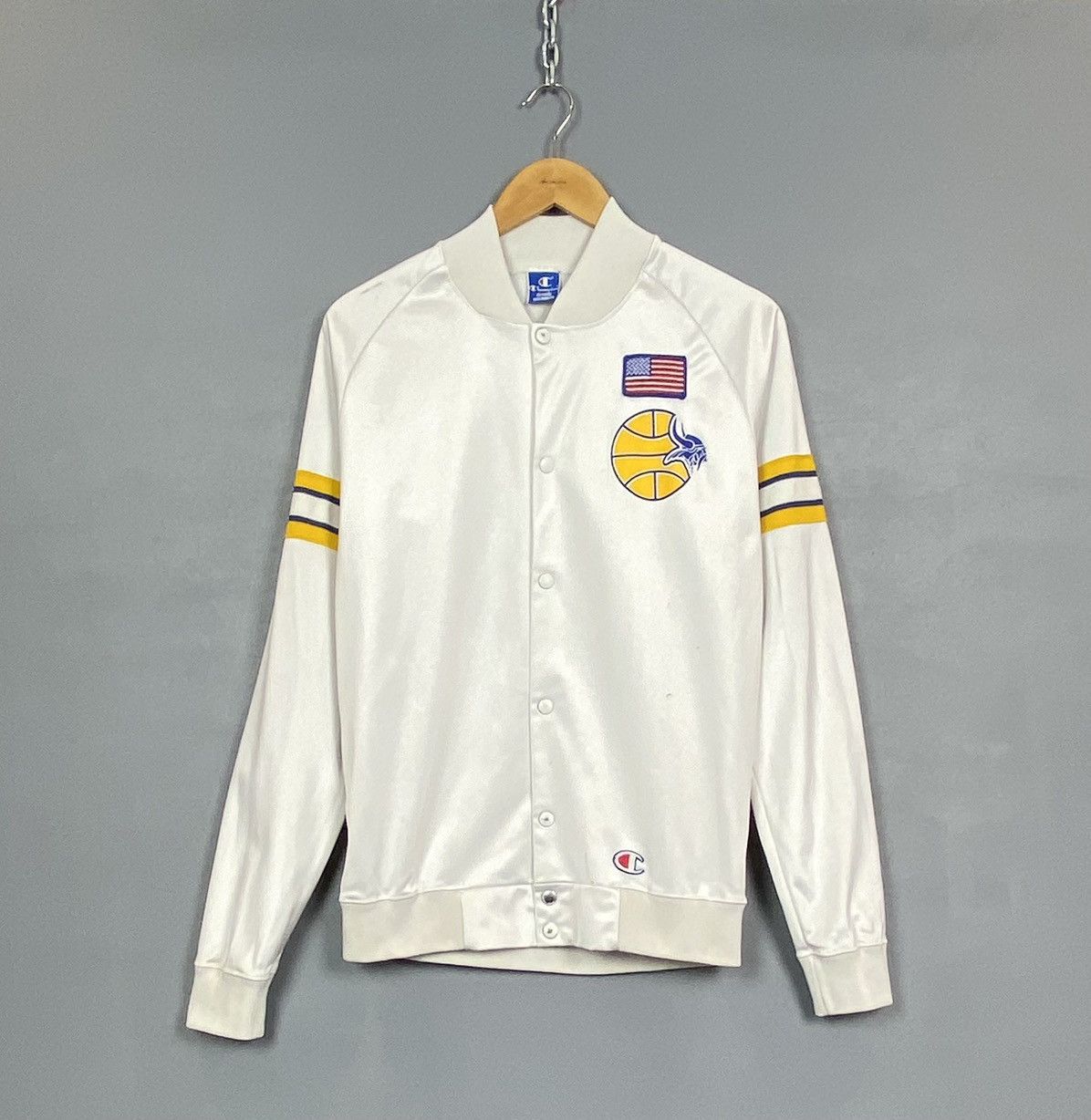Champion Hayfield Basketball Hoodie Bomber Jacket White Top