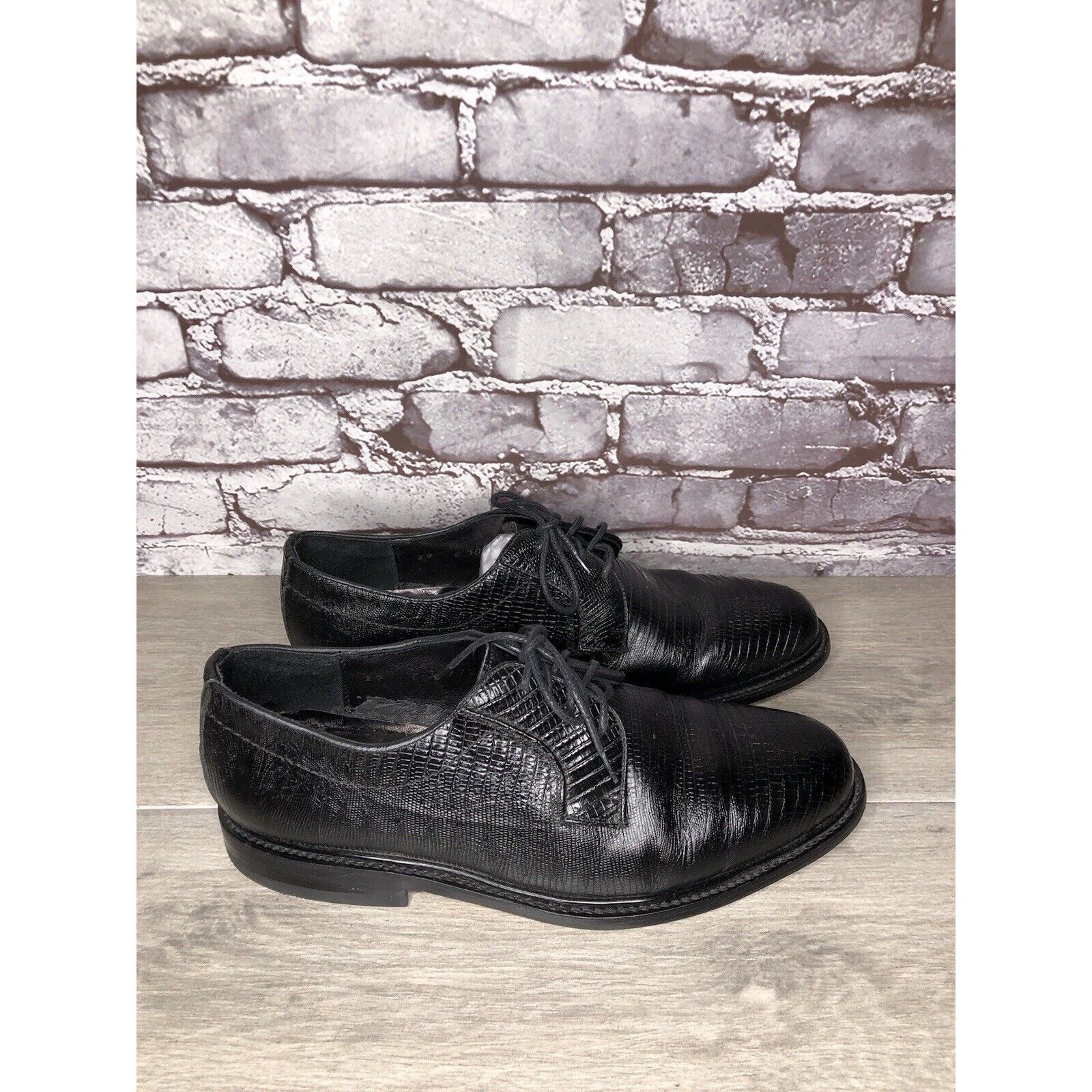 Other Monaco Goodyear Welt Black Leather Croc Oxfords Dress Shoes Size US 10.5 / EU 43-44 - 18 Thumbnail