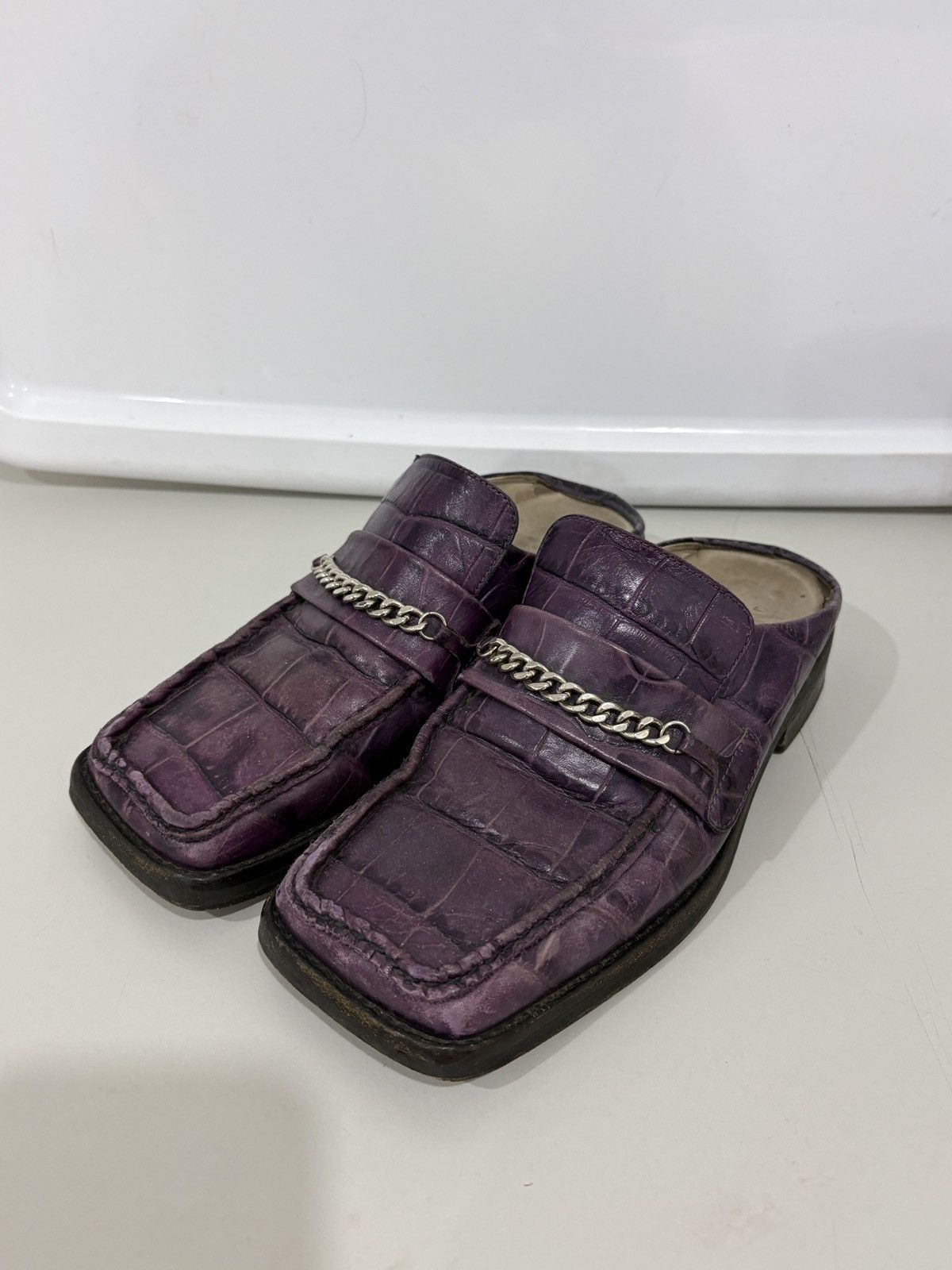 Martine Rose Martinez Rose Square Toe Croc Mule Loafer Purple Size US 7 / IT 37 - 3 Thumbnail