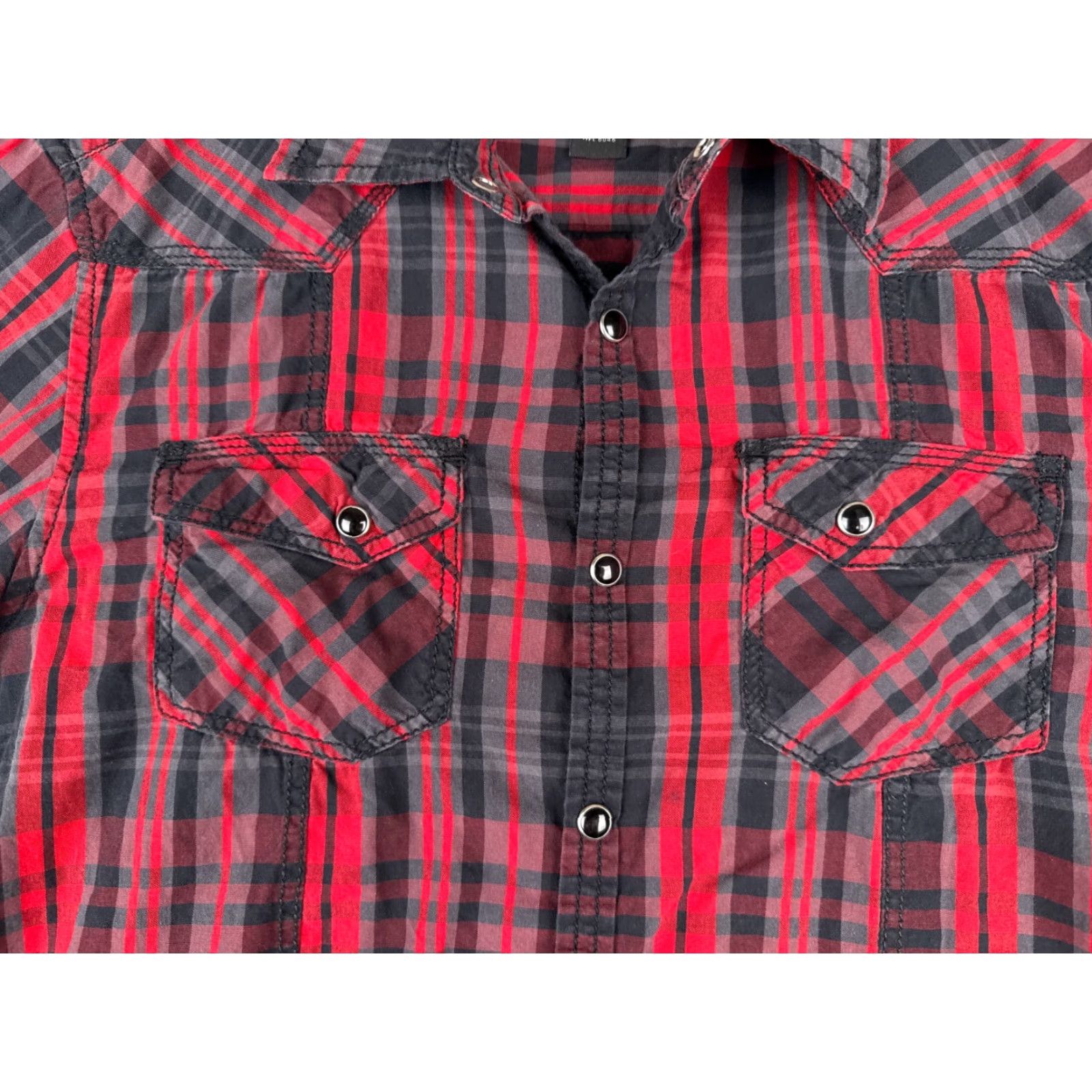 Vintage INC International Concepts Shirt Mens XL Red Plaid Pearl Snap Western Button-Up Cap Collar Size US XL / EU 56 / 4 - 6 Thumbnail