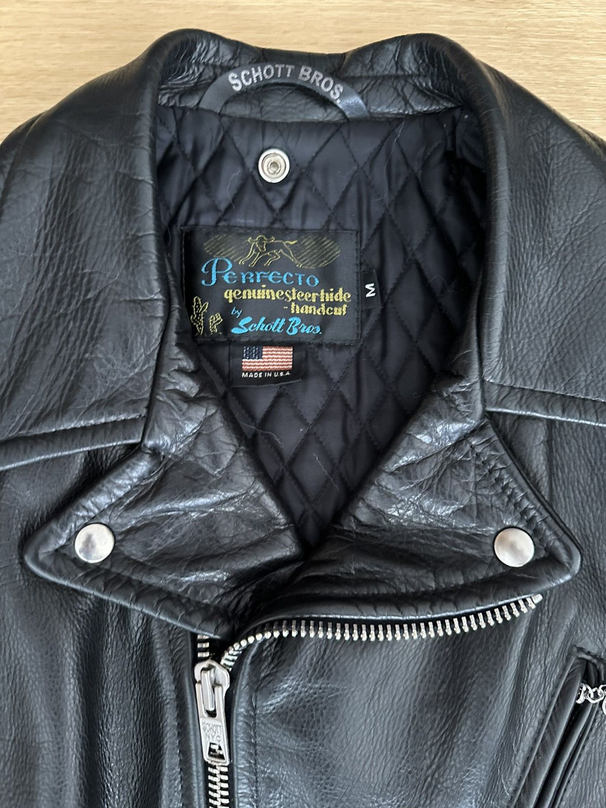 Schott 519 Pebbled Cowhide 'One Star' Perfecto Motorcycle Jacket Size US M / EU 48-50 / 2 - 9 Thumbnail