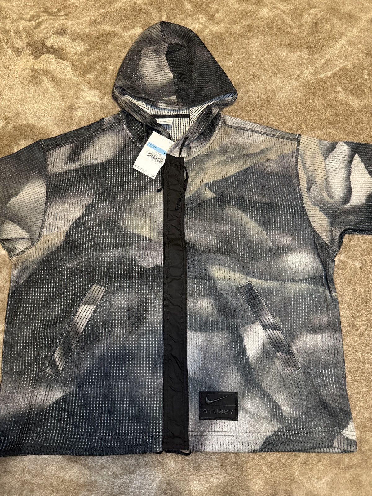 Nike × Stussy 🔥 Nike x Stüssy Mesh Hoodie (Black/Grey) – Size M 🔥 Size US M / EU 48-50 / 2 - 1 Thumbnail