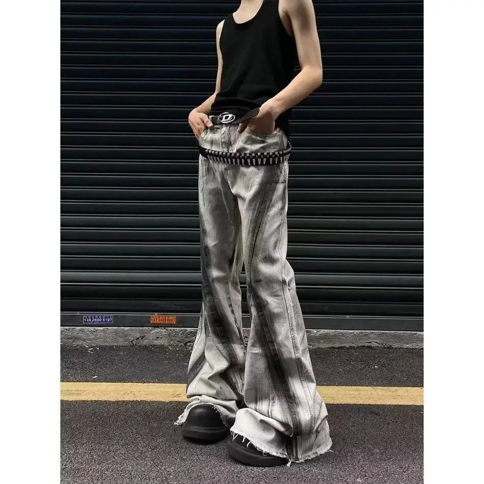 Japanese Brand Retro loose fringed gradient slightly flared jeans Size US 32 / EU 48 - 3 Thumbnail