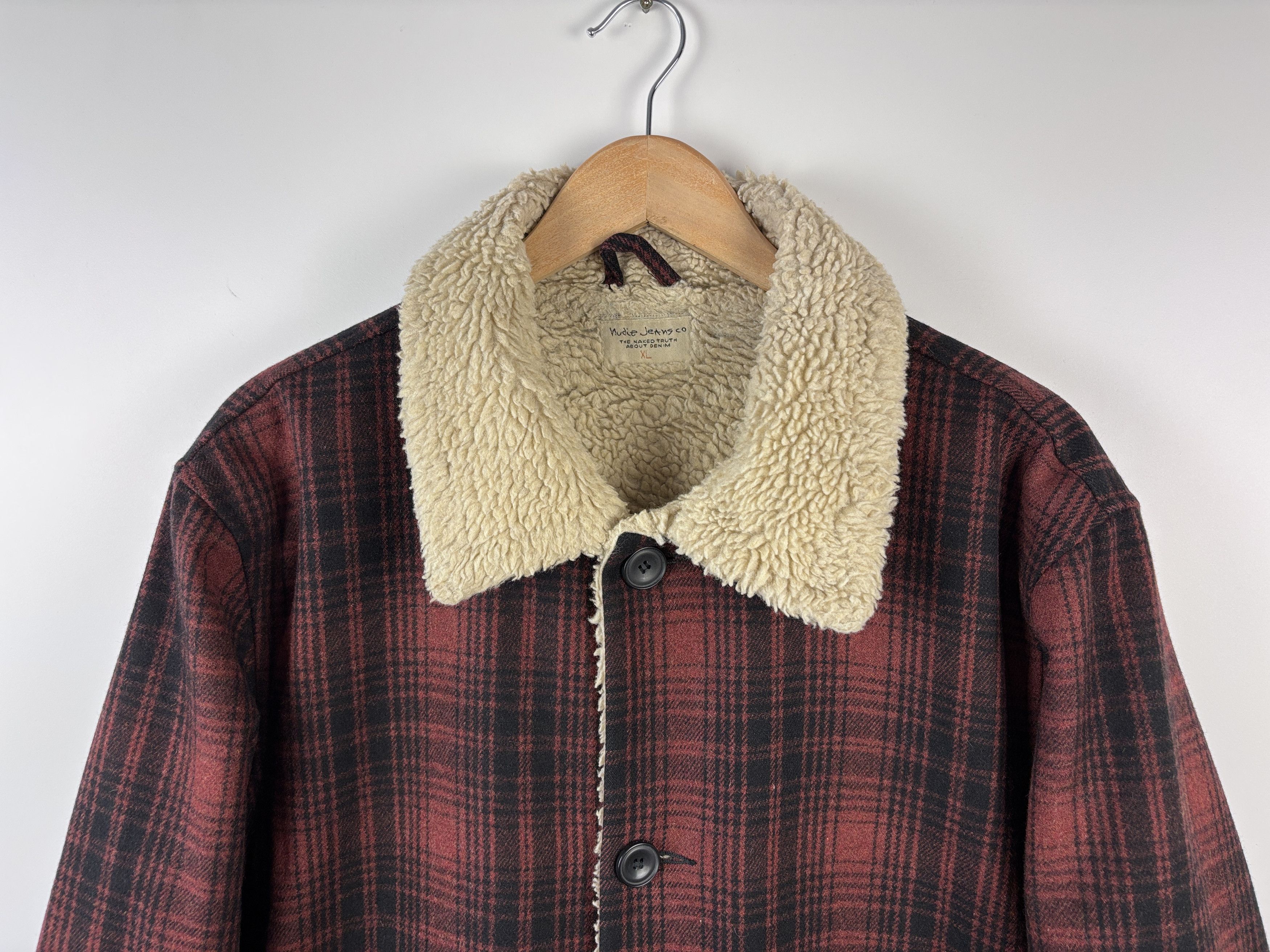 Nudie Jeans Nudie Jeans Mangan Lumber Wool Jacket Sherpa Red Black XL Size US XL / EU 56 / 4 - 2 Thumbnail