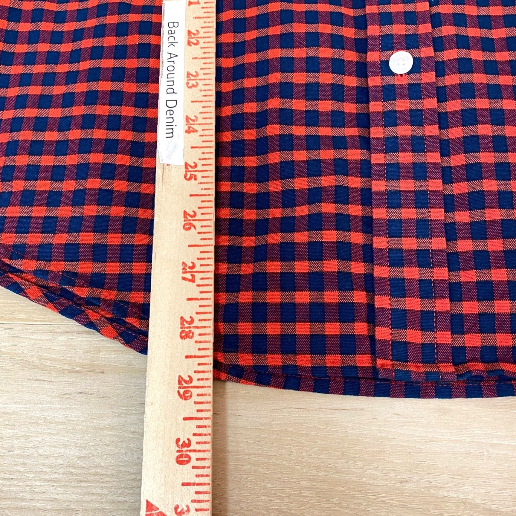 Vintage LL Bean Shirt Mens Medium Slim Fit Orange Navy Gingham Button Down Size US M / EU 48-50 / 2 - 6 Thumbnail