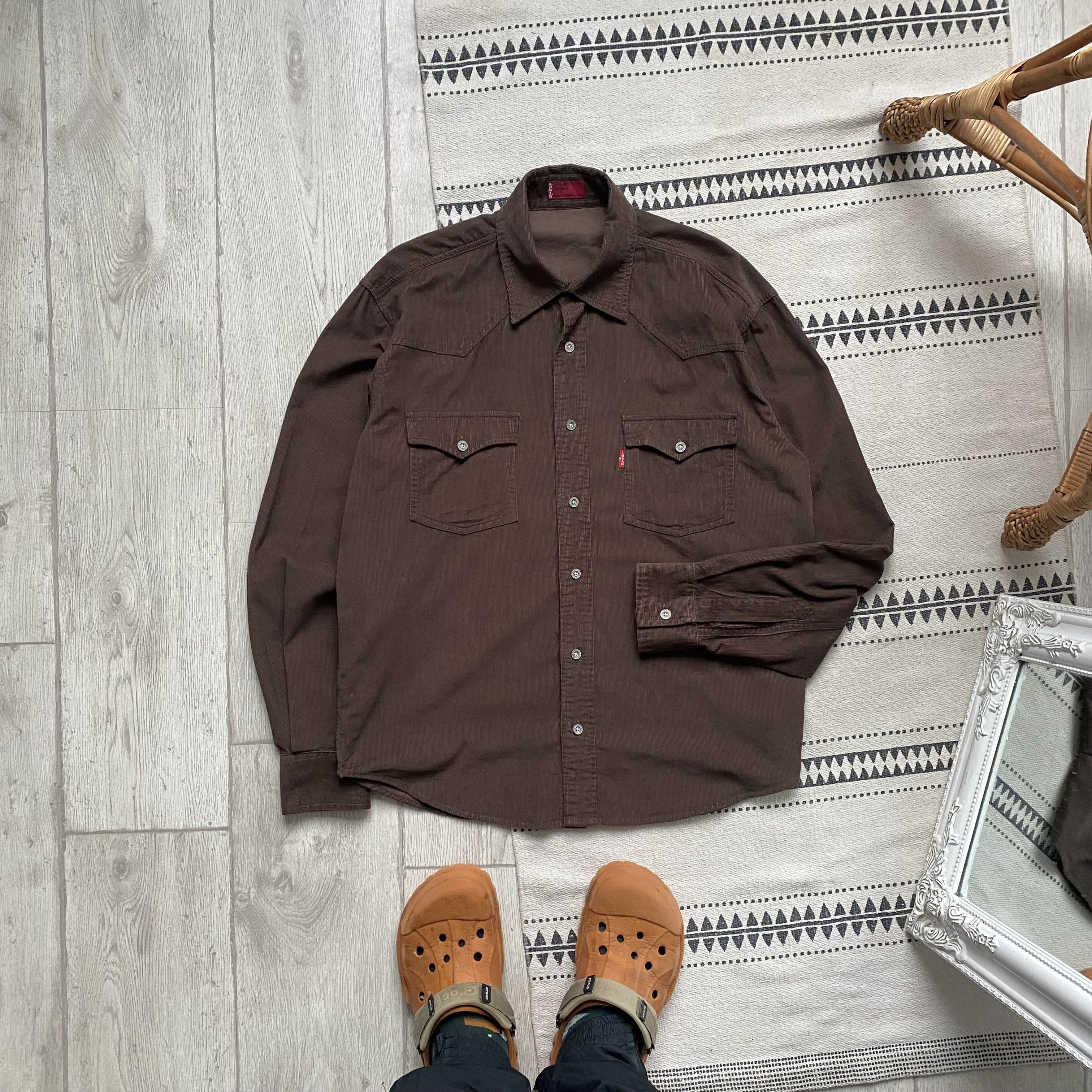 Levi's Vintage Clothing 🔥 Vintage 90s Levi's Shirt Brown Velvet Oversirt Western Size US M / EU 48-50 / 2 - 4 Thumbnail