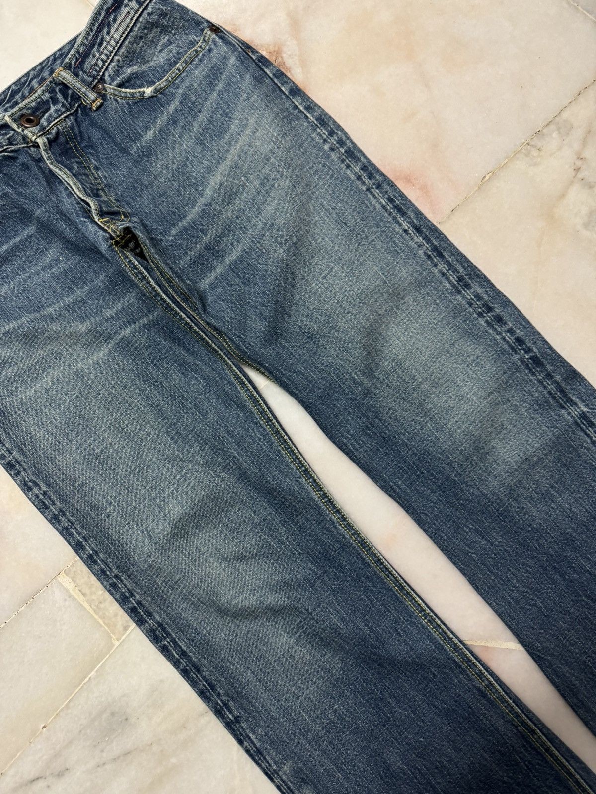 Japanese Brand 💥MADE IN JAPAN💥KALOTOOL PROJECT SELVEDGE REDLINE MUDWASH Size US 28 / EU 44 - 3 Thumbnail