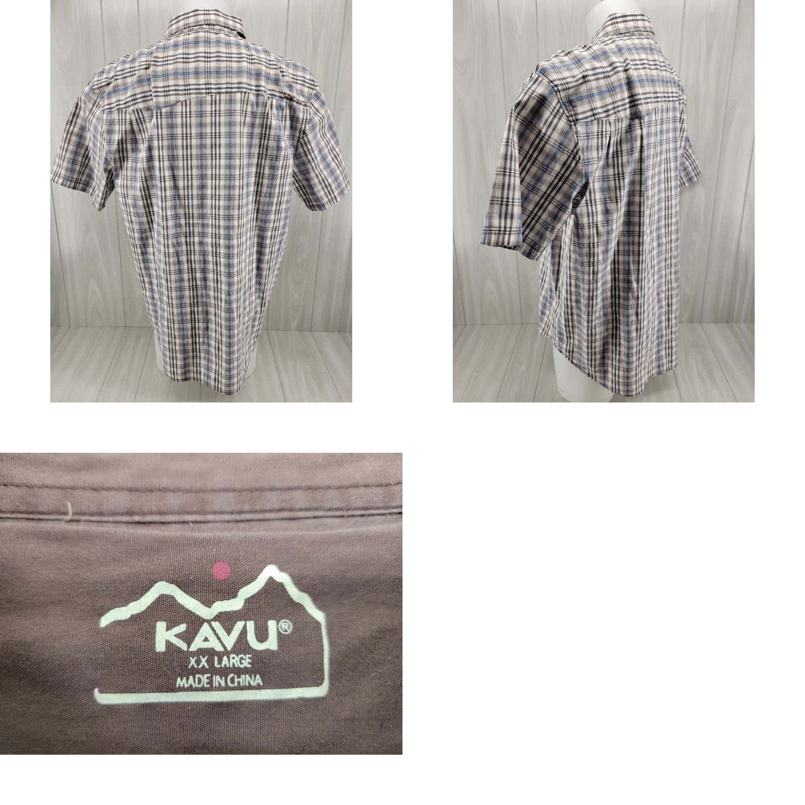 KAVU Kavu Men’s Plaid Blue Brown Short Sleeve Casual Button Up Size XXL Size US 39 - 8 Thumbnail