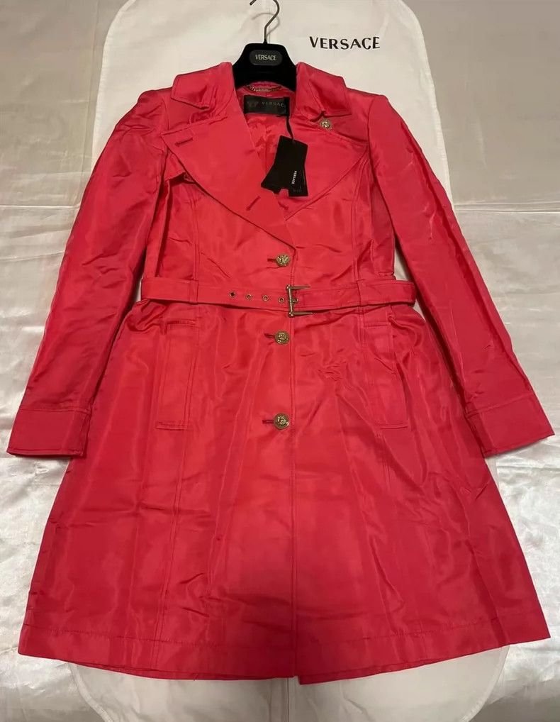 Versace Versace Silk Trench Coat, Rose Red - dmc Size US M / EU 48-50 / 2 - 1 Thumbnail