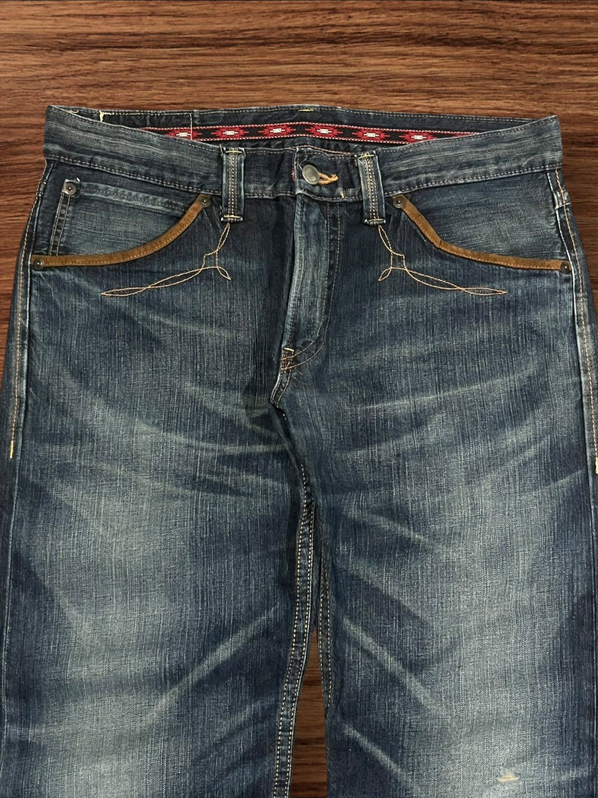 Edwin ⚡️Baggy⚡️Edwin Exclusive Vintage XV Distressed Dark Wash Jeans Size US 36 / EU 52 - 4 Thumbnail