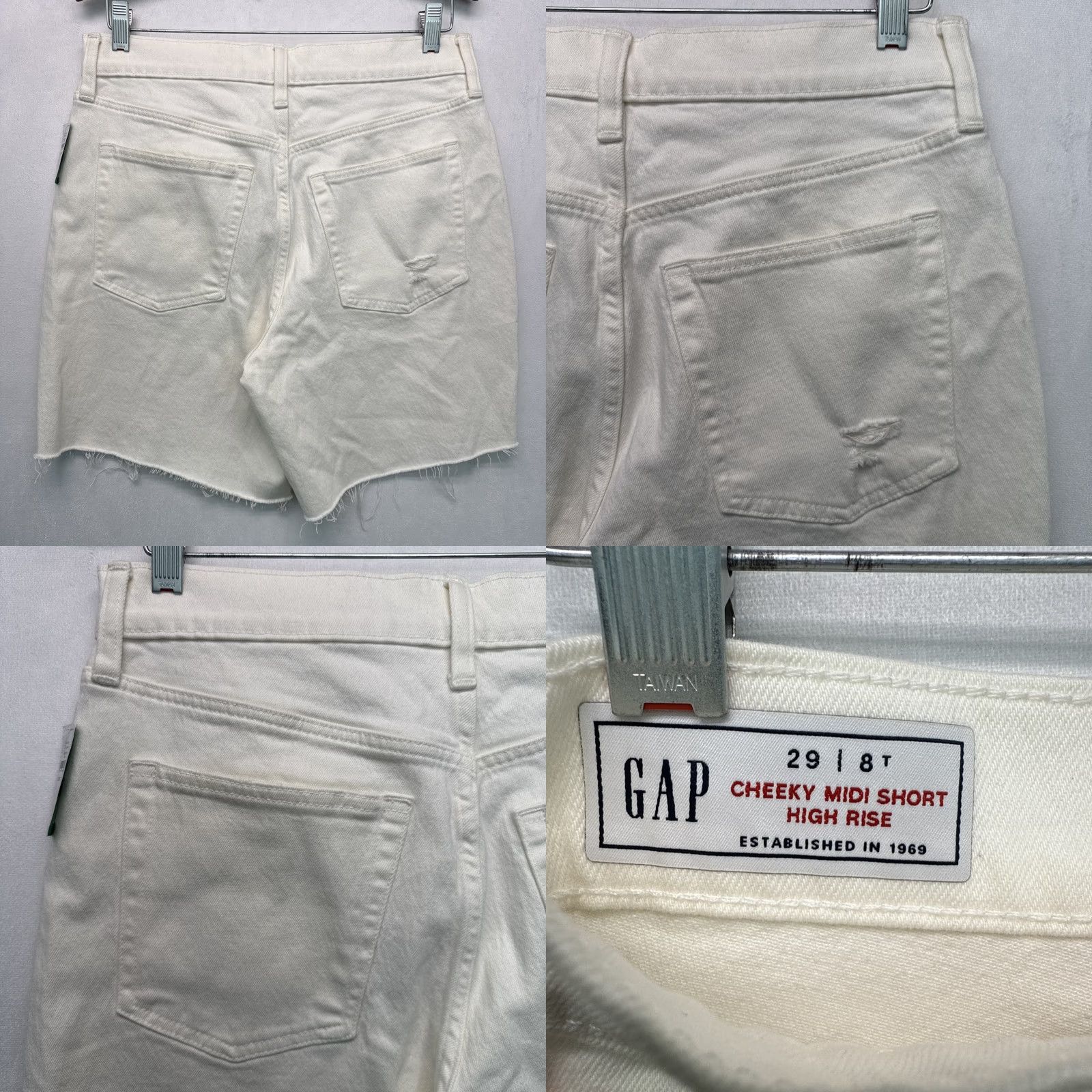 Gap Gap White Cheeky Midi Short High Rise Raw Hem 29 8 T 6" Inseam Bermuda Womens Tall NWT Size 29" - 8 Thumbnail