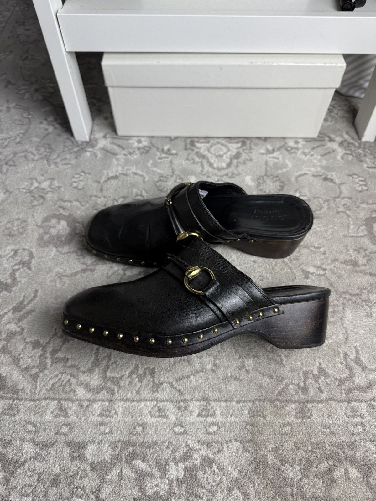 Gucci Gucci black horsebit leather clogs mules US10 designer luxury Size US 10 / EU 43 - 1 Thumbnail