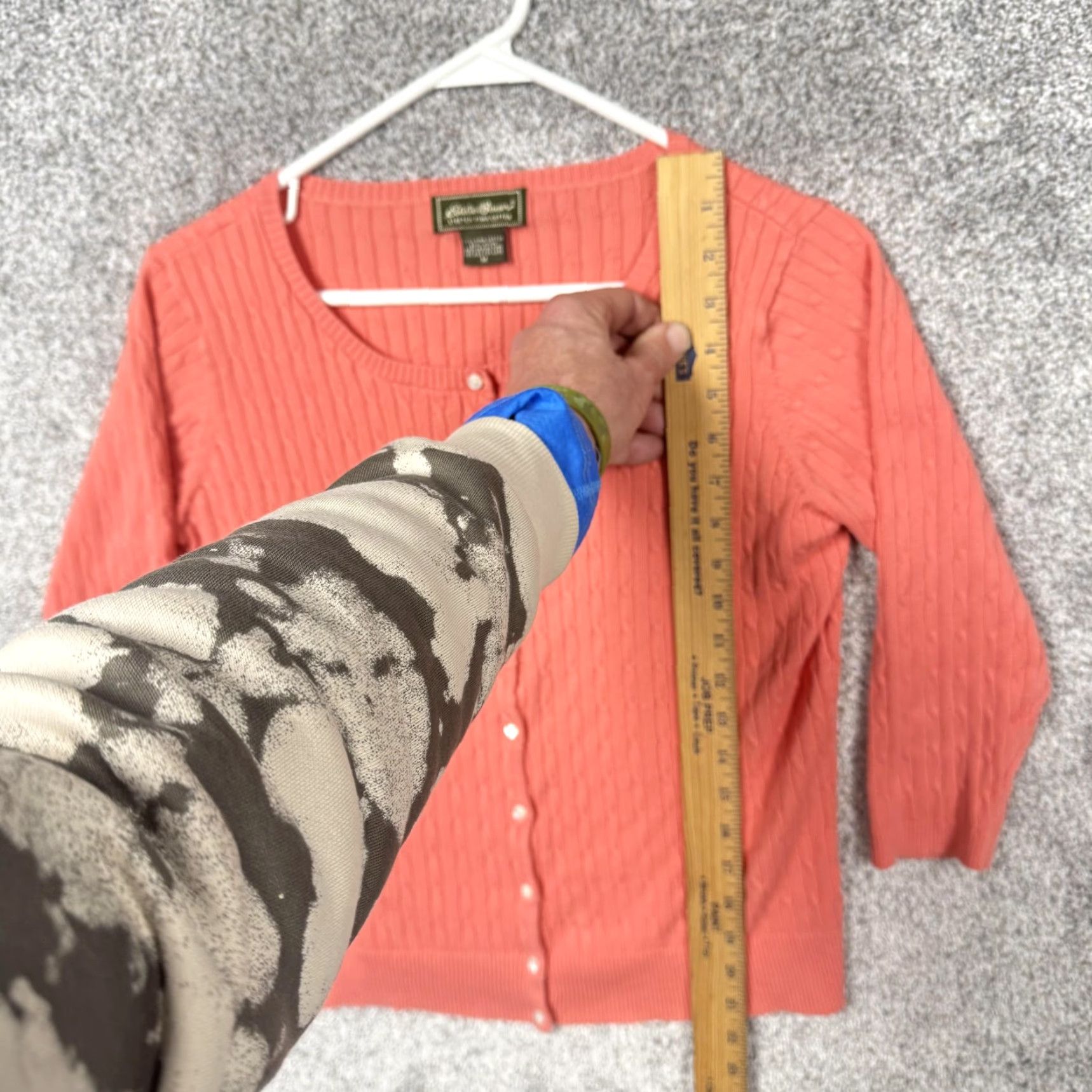 Eddie Bauer Vintage Eddie Bauer Cardigan Women M Salmon Pink Knit Sweater 3/4 Sleeve Button Front Pima Cotton Nylon Stretch Coastal Grandmother 90s style Womens Size M / US 6-8 / IT 42-44 - 2 Thumbnail