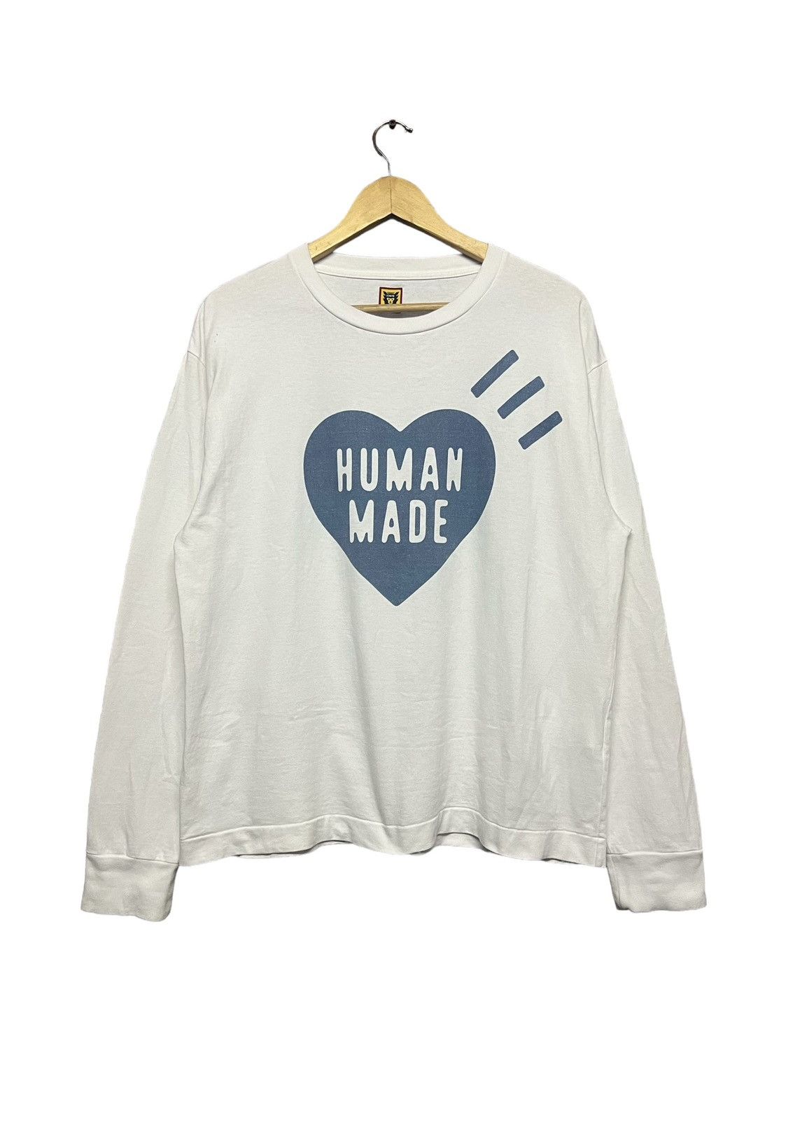 image of Human Made OG Logo Longsleeve Shirt in White Blue, Men's (Size Large)