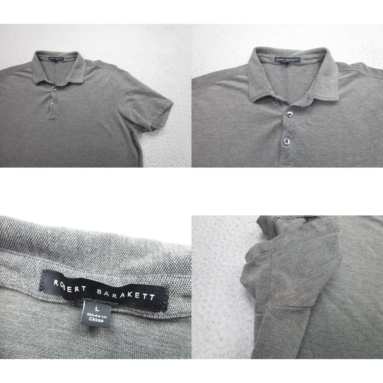 Vintage Robert Barakett Mens Gray Knit Polo Shirt Large Preppy Golf Size US L / EU 52-54 / 3 - 2 Thumbnail
