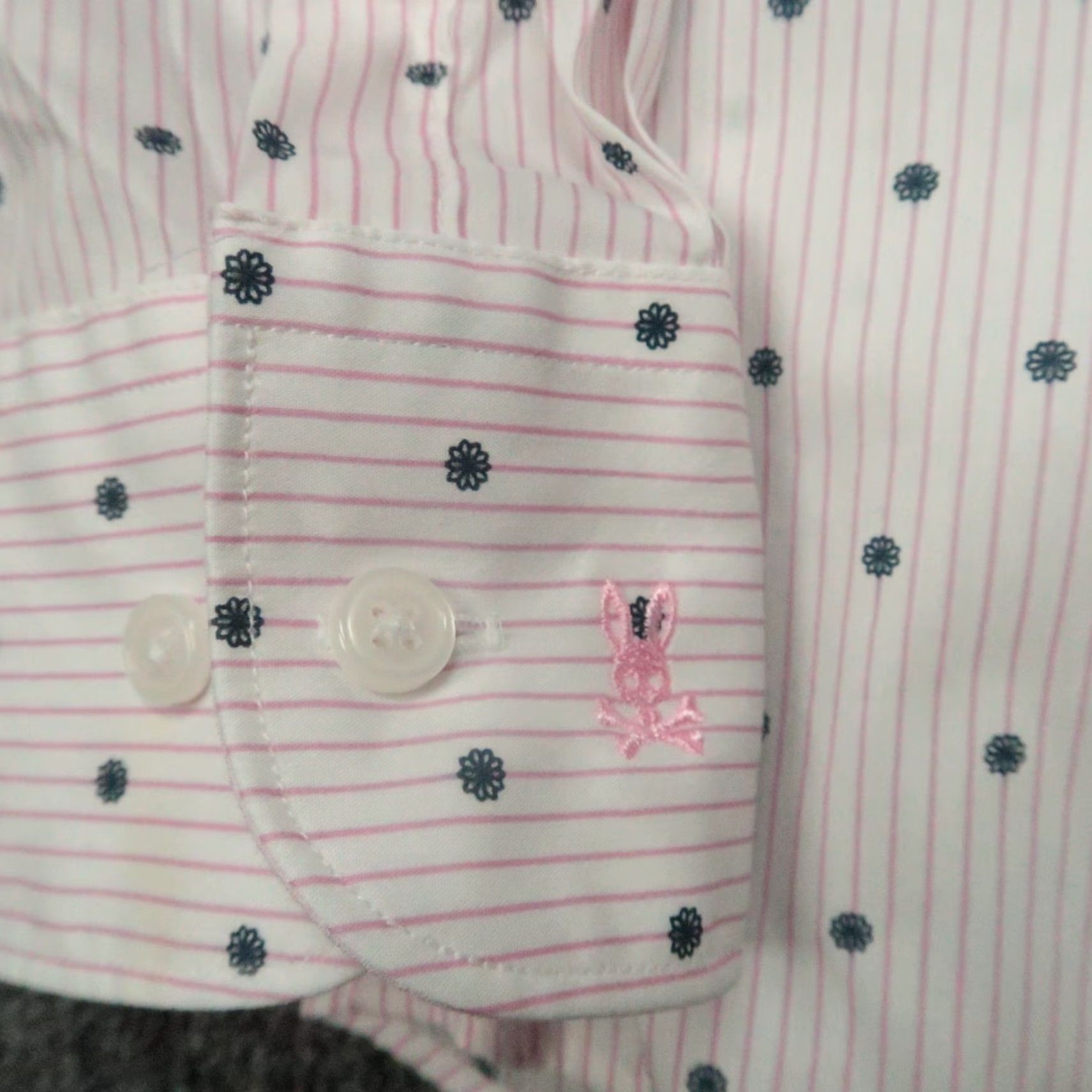 Psycho Bunny Psycho Bunny Shirt Men L White Pink Striped Floral Long Sleeve Modern Fit Size US L / EU 52-54 / 3 - 4 Thumbnail