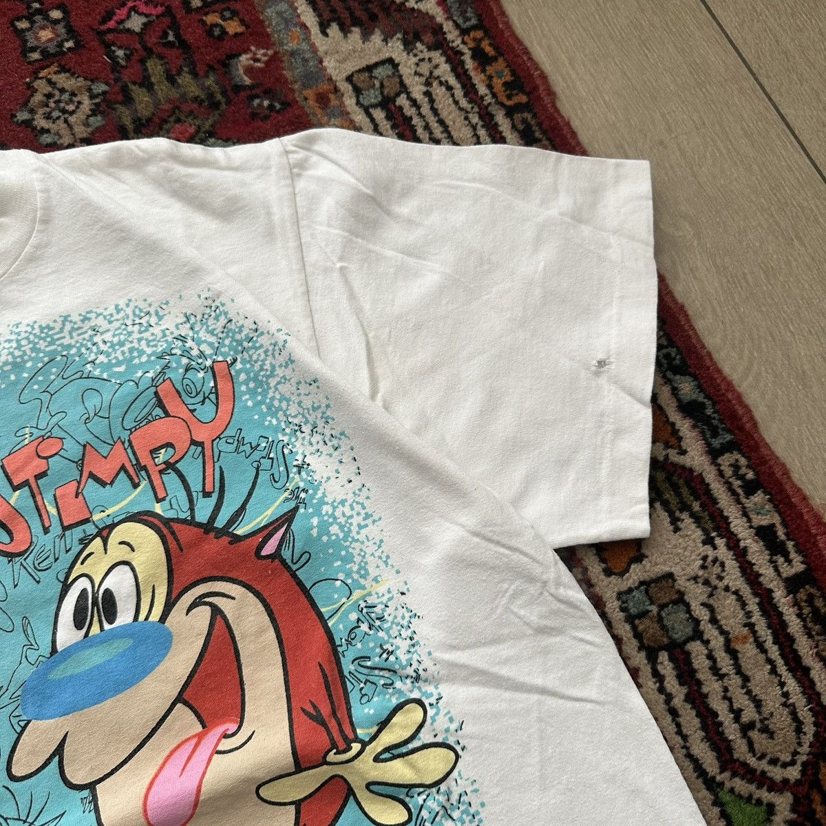 Vintage Vintage 1991 Ren & Stimpy Nickelodeon Graphic Tee Size US XL / EU 56 / 4 - 8 Thumbnail