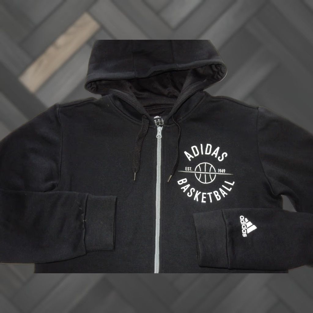 Adidas adidas Men Hooded Jacket Basketball Bomber M Black Shirt? Size US M / EU 48-50 / 2 - 1 Thumbnail