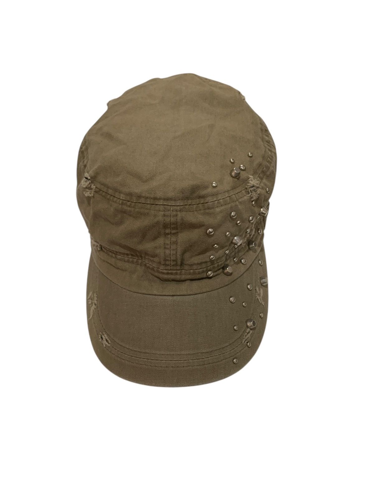 Japanese Brand 2000s Vintage Sun Faded Distressed Cadet Hat Studded Size ONE SIZE - 7 Thumbnail