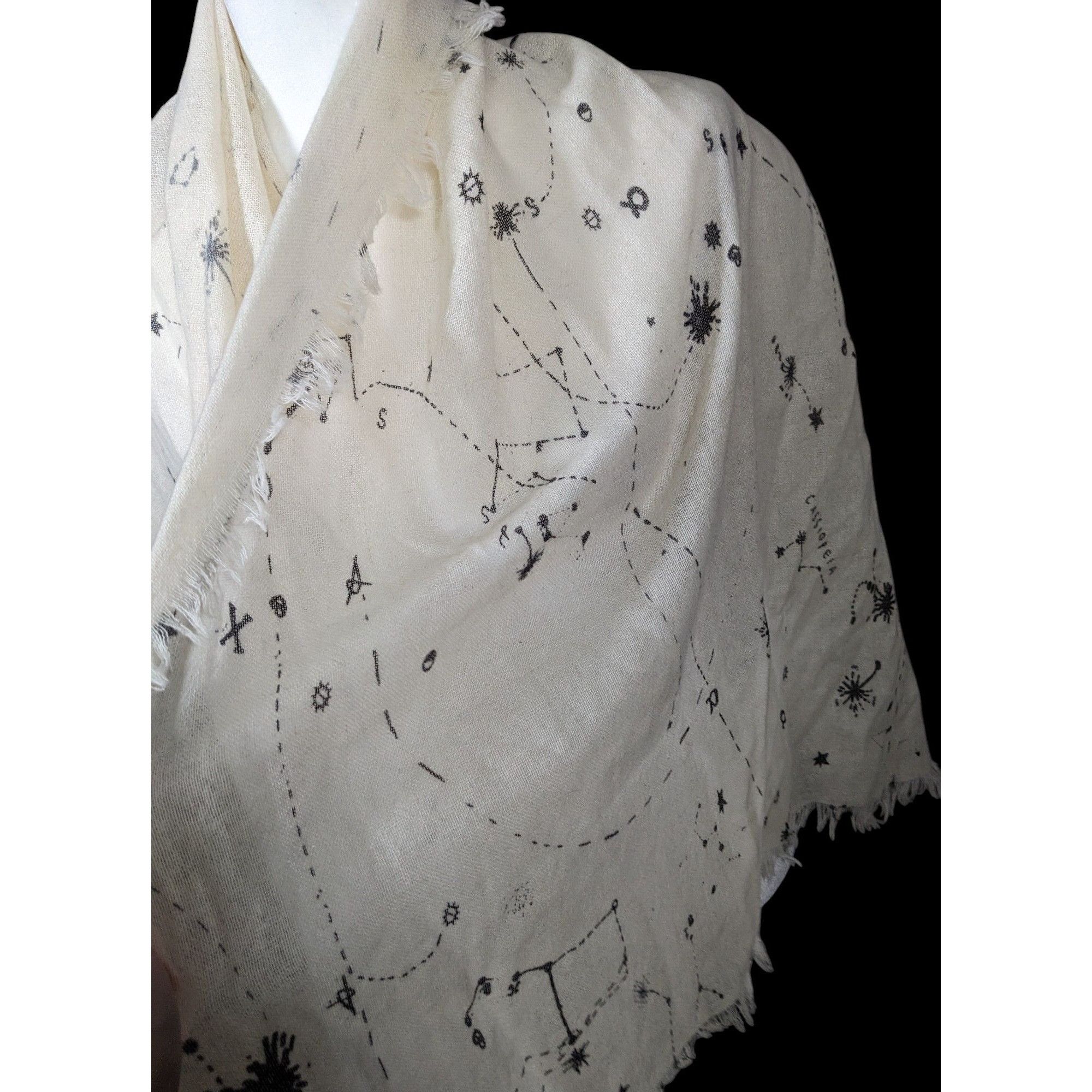Other Celestial Star Constellation Print White Scarf Size ONE SIZE - 4 Thumbnail