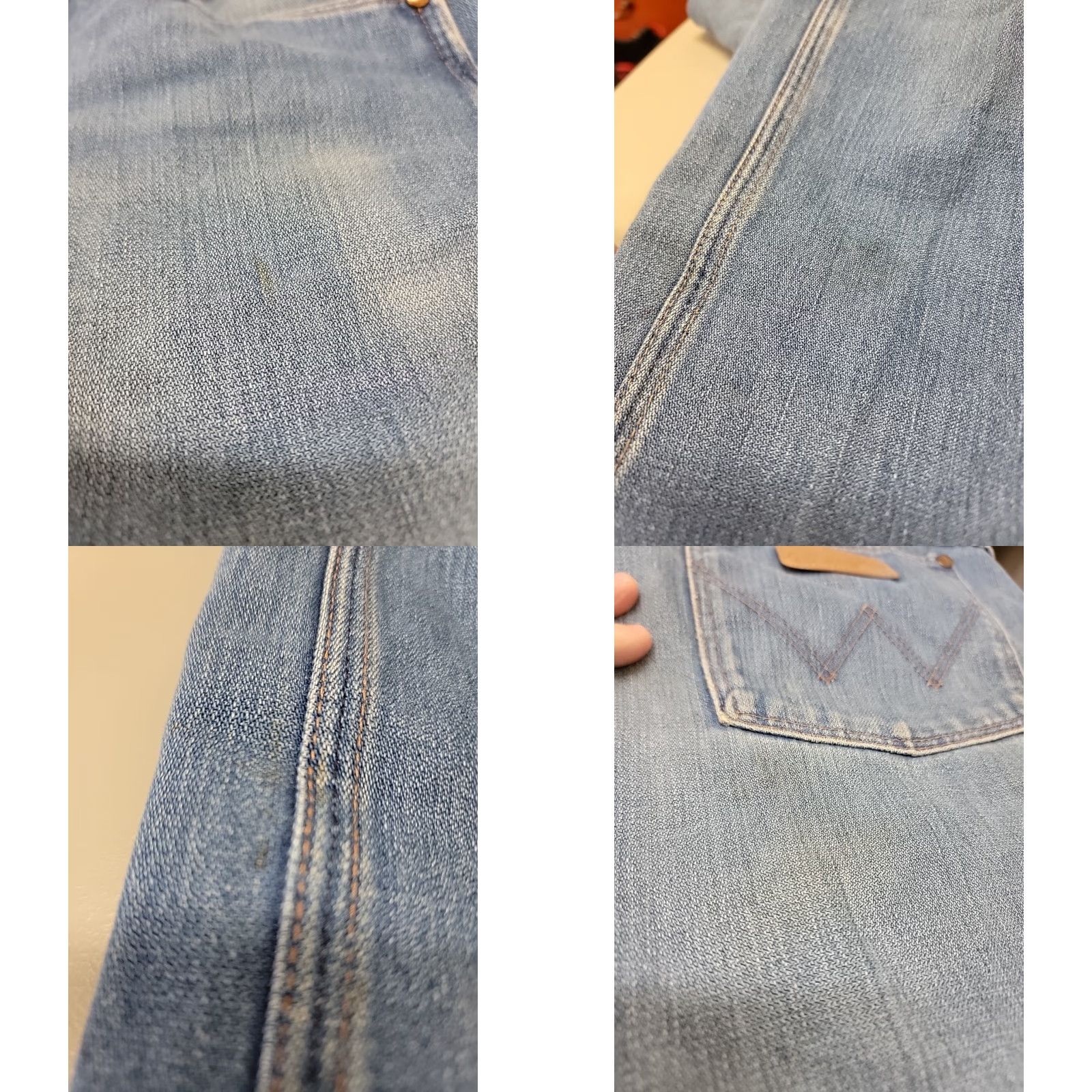 Wrangler VINTAGE Wrangler USA Made Jeans 910 38x30 Denim Blue Regular 5-Pocket Distressed Holes Motorcycle Cowboy USA Men Shorts Size US 38 / EU 54 - 10 Thumbnail