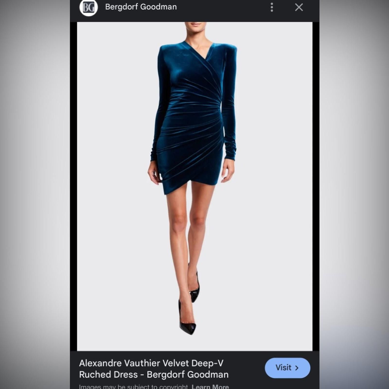Other Alexandre Vauthier Deep-V Velvet Dress in Rich Blue Size M / US 6-8 / IT 42-44 - 1 Thumbnail