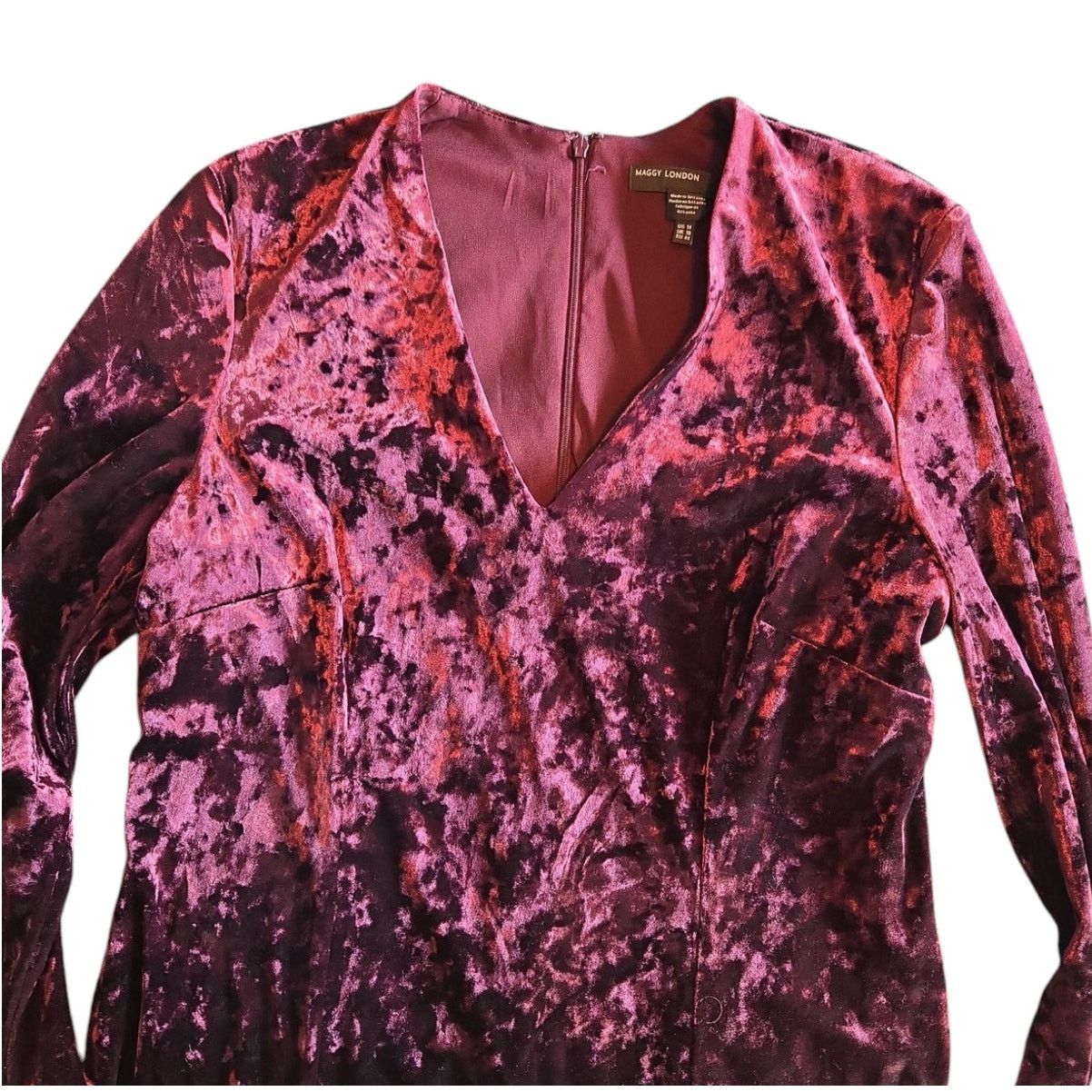 MAGGY LONDON Maggy London | Burgundy Crushed Velvet Dress | Size 14 Size XL / US 12-14 / IT 48-50 - 6 Thumbnail