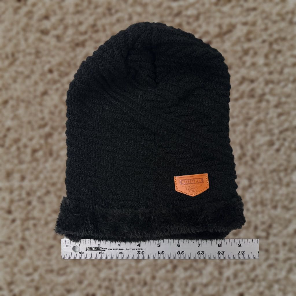 Vintage Vbiger Beanie Toque Womens One Size Knit Black Fur Trim Acrylic Fleece Lined Ski Hat Womens Beanie Toque Knit Black Fur Trim Lined Ski Vbiger Size ONE SIZE - 1 Thumbnail