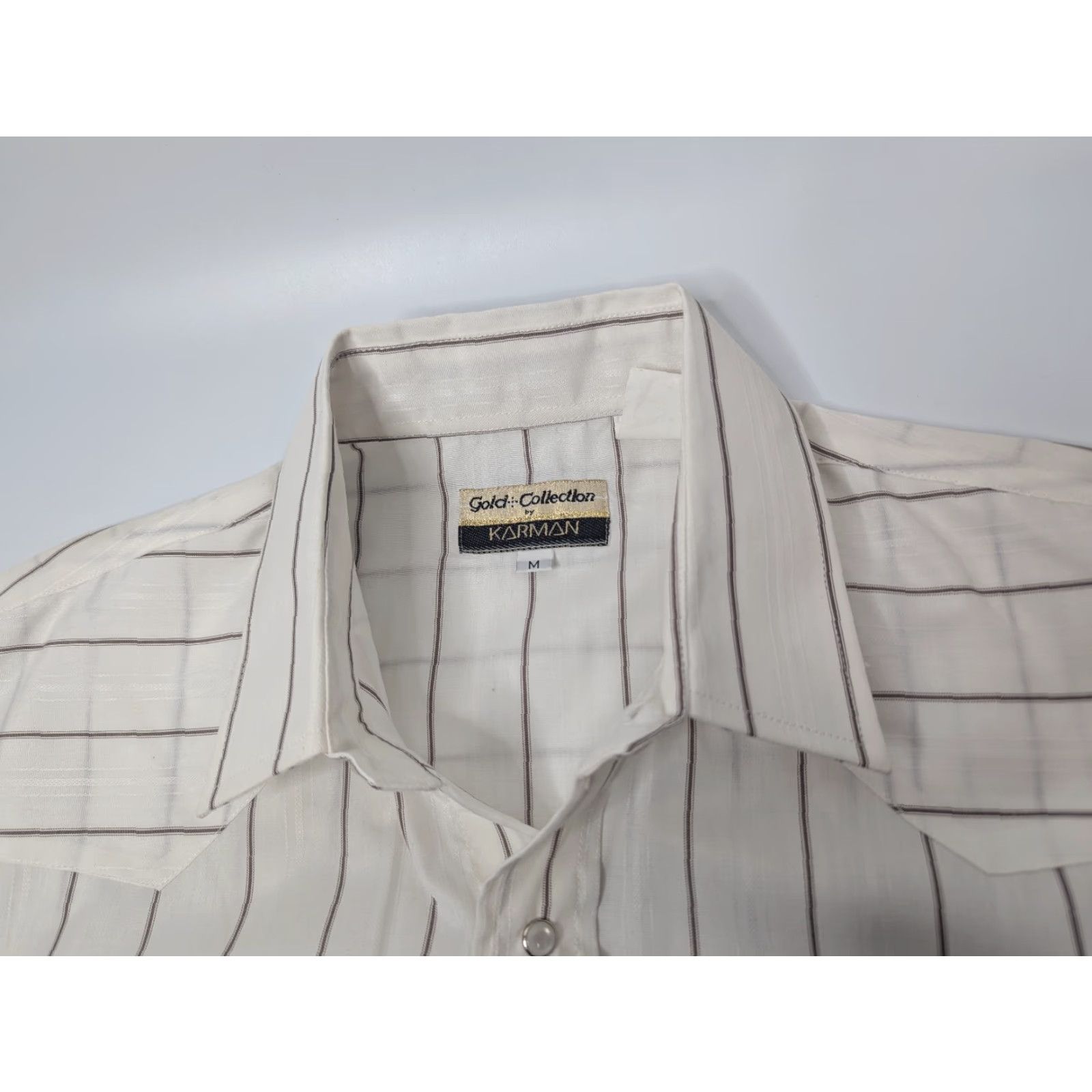 Armani VINTAGE Gold Collection by Karman Pearl Snap Western Stripe Shirt M Ivory Cowboy Rodeo Womens Size US M / EU 48-50 / 2 - 7 Thumbnail