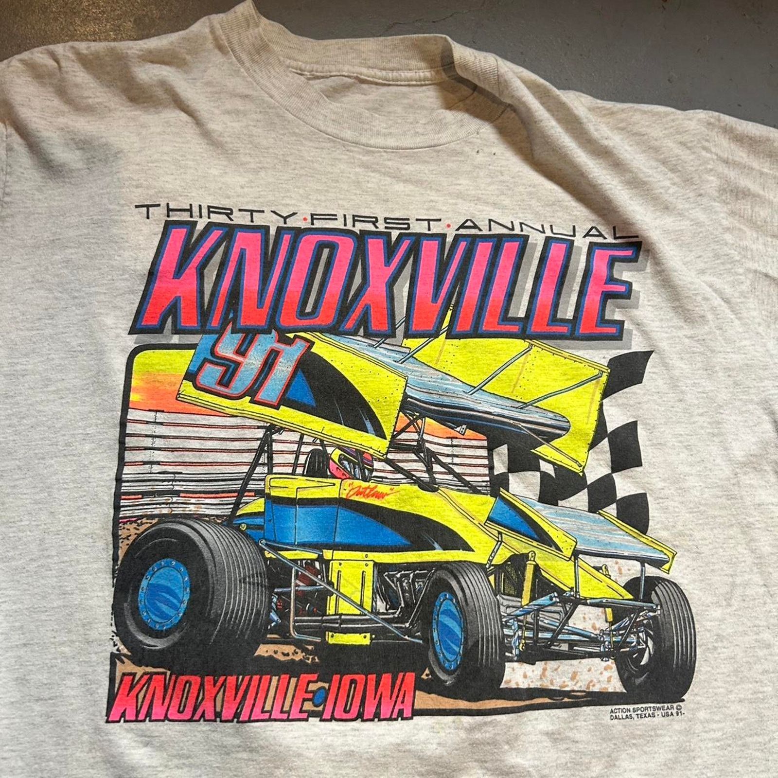 Hanes 90s grey slot car nascar tee shirt Size US XL / EU 56 / 4 - 4 Thumbnail