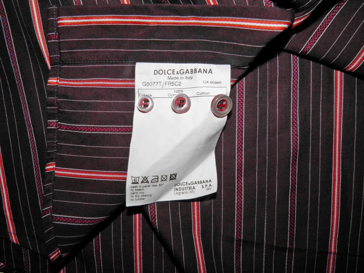 Dolce & Gabbana Dolce & Gabbana Striped Classic Red Vintage Shirt Size US L / EU 52-54 / 3 - 9 Thumbnail