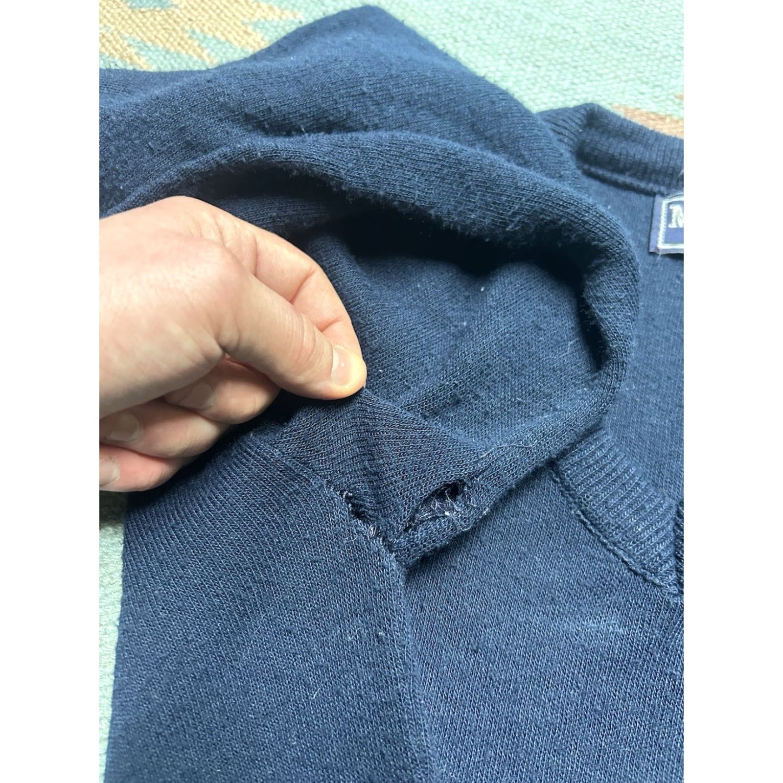 Vintage VINTAGE Mcbriar Sweater Pullover V-Neck Men’s Small Blue Navy Acrylic Lake Michigan Size US S / EU 44-46 / 1 - 5 Thumbnail