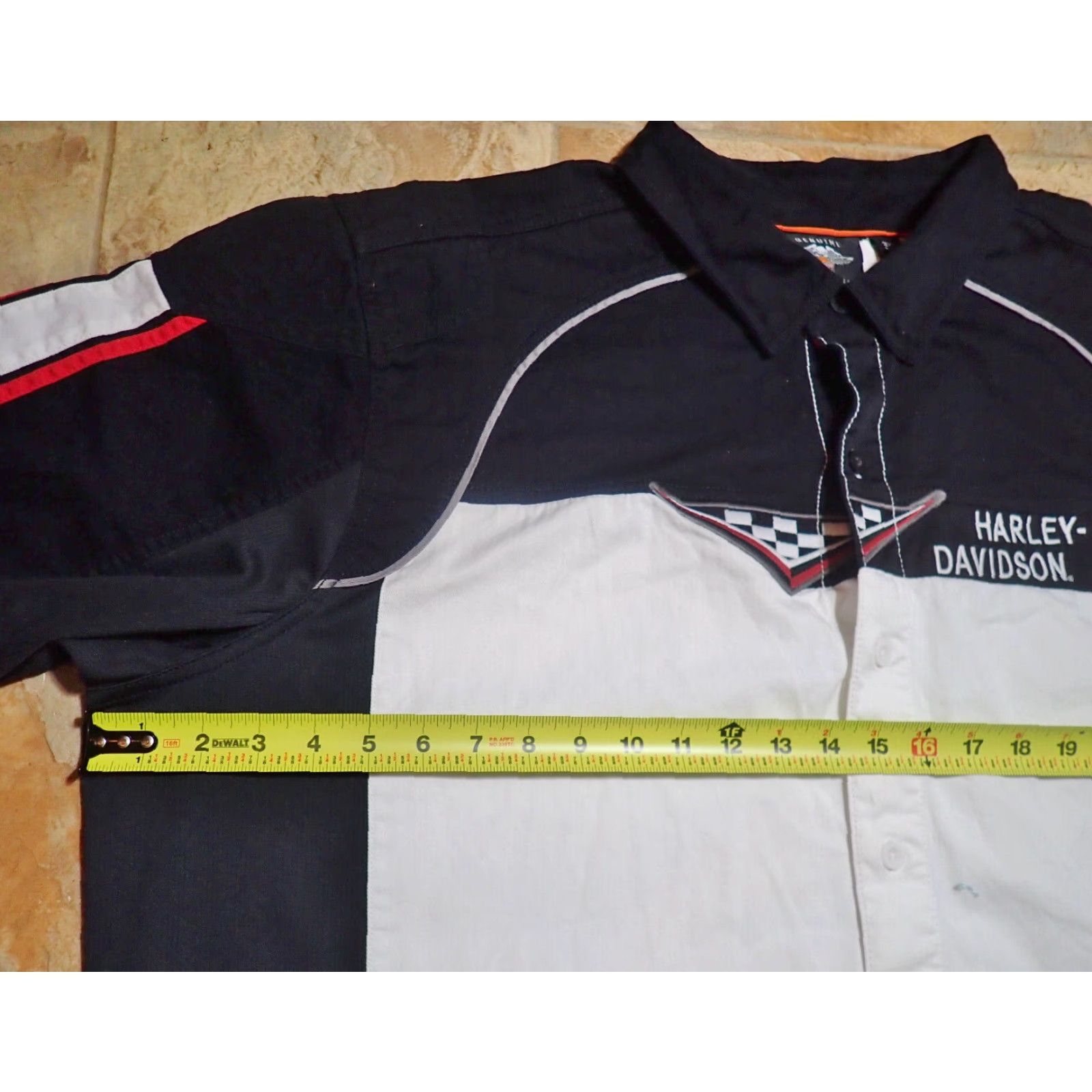 Harley Davidson Harley-Davidson Mens Racing Embroidered Button-Down Shop Shirt 3XL White Black Multicolor Embroidered 3XL Shirt Size US XXL / EU 58 / 5 - 7 Thumbnail