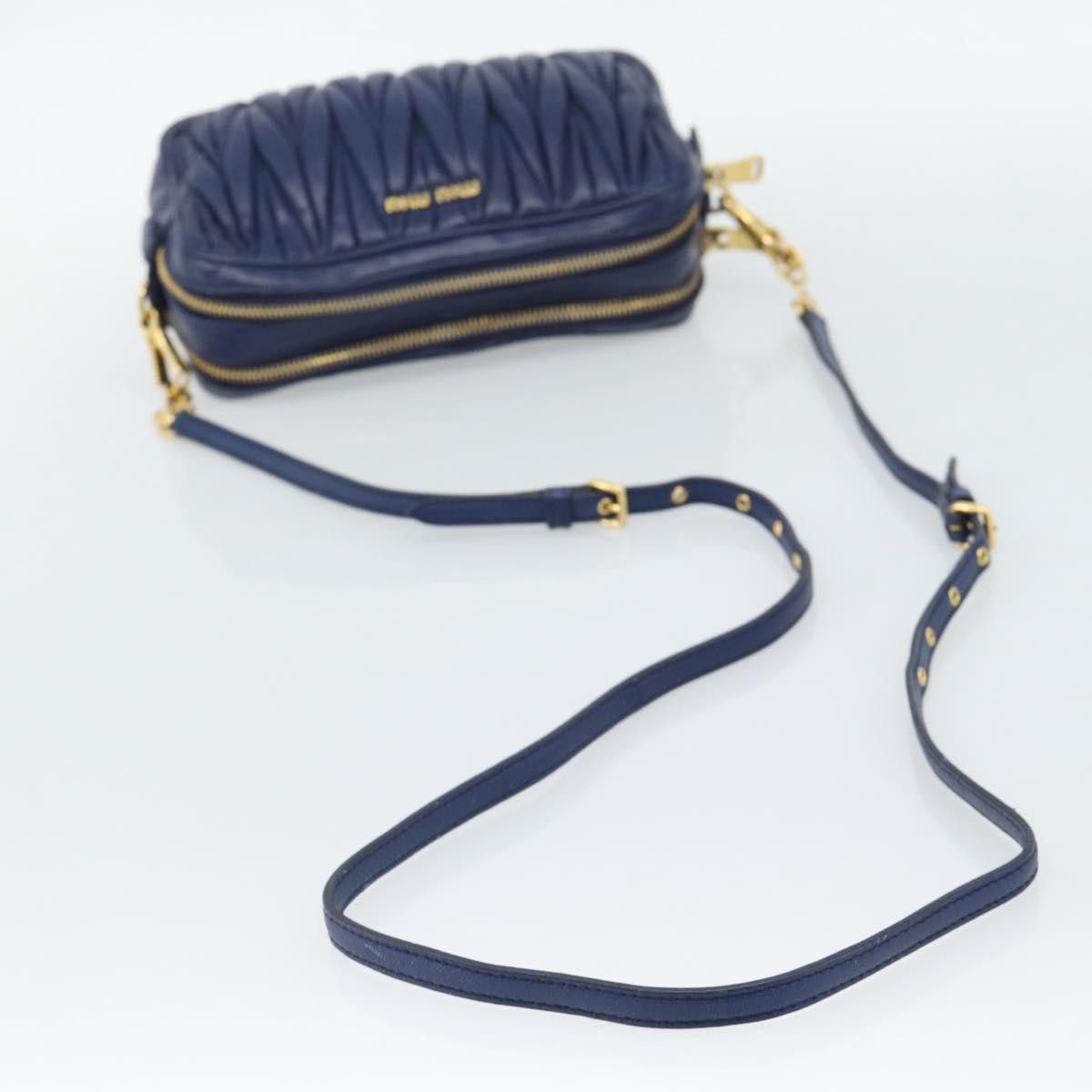 Miu Miu Borsa a tracolla Miu Miu Matelassé in pelle blu e oro, Size ONE SIZE - 7 Thumbnail