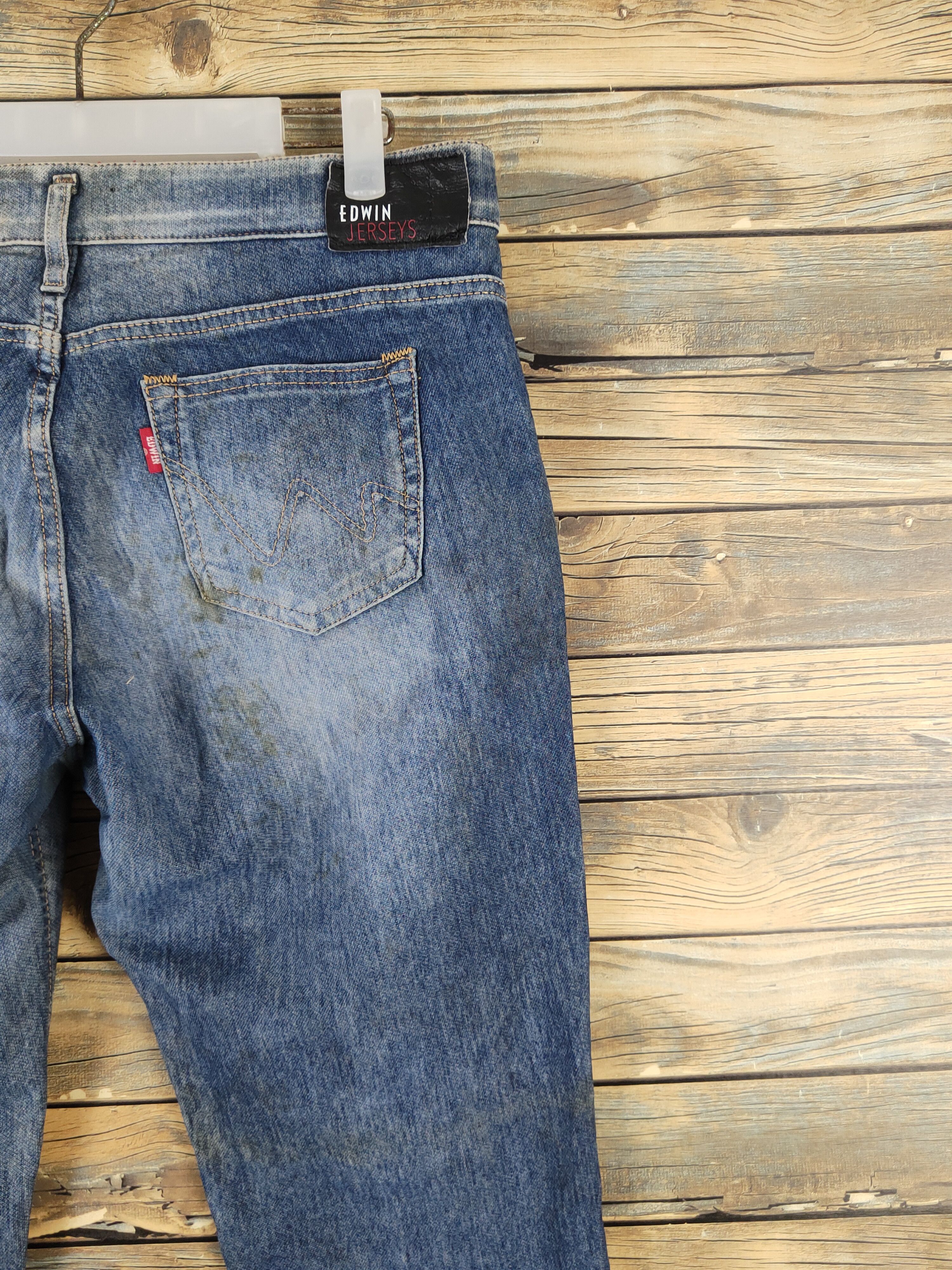 Edwin Edwin Dark Blue Distressed Ripped denim Jeans #W1404 Size US 32 / EU 48 - 13 Thumbnail