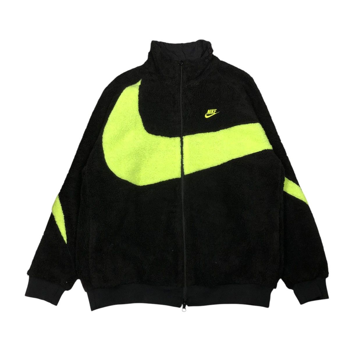 Nike 🔥VINTAGE FLEECE BOMBER JACKET NIKE BIG SWOOSH LOGO Size US XXL / EU 58 / 5 - 1 Thumbnail
