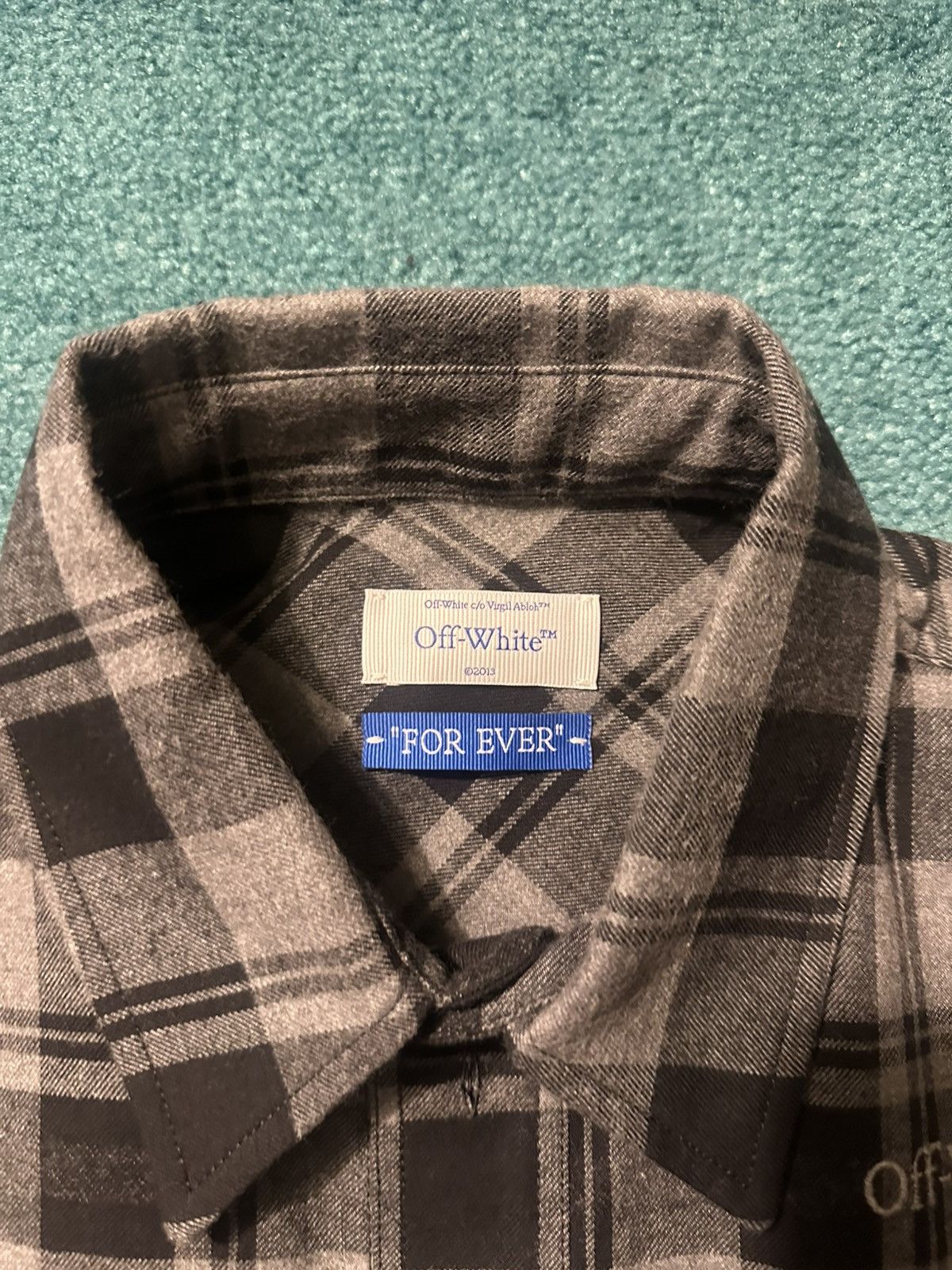 Off-White Off White Logo Embroidered Check Cotton Shirt Flannel Size US S / EU 44-46 / 1 - 3 Thumbnail