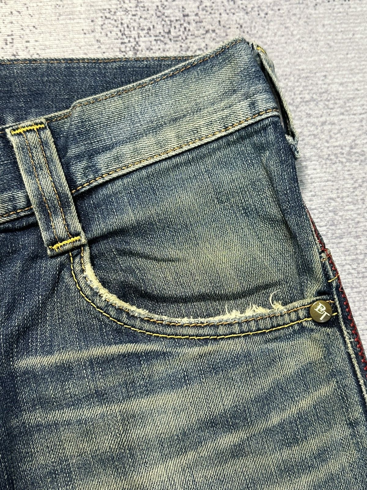 Edwin 2000s Flare Edwin Blue Trip Mud Wash Buckle Back Denim Jeans Size US 29 - 8 Thumbnail