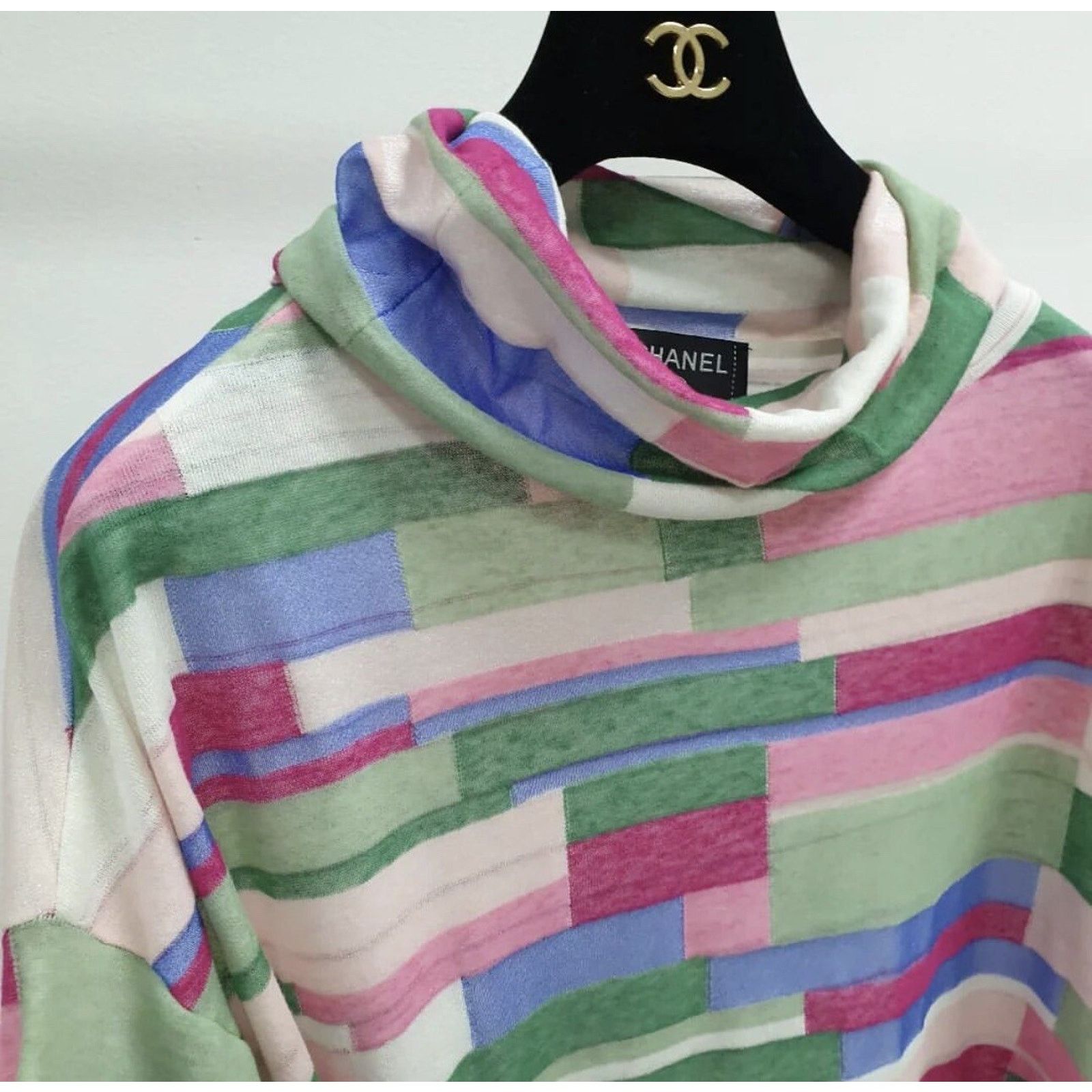 Chanel Chanel Multicolor Abstract Printed Knit Turtleneck Top Sz.40 Size M / US 6-8 / IT 42-44 - 3 Thumbnail