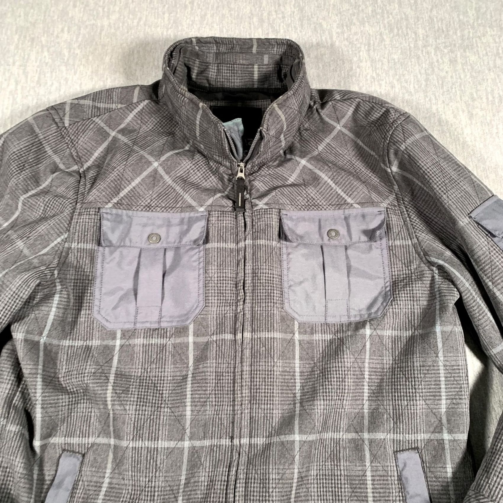Prana prAna Jacket Mens L Gray Plaid Full Zip Stand Collar Pockets Lined Insulated Casual Fall Winter Size US L / EU 52-54 / 3 - 4 Thumbnail