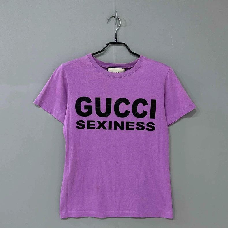Gucci Gucci Pink purple letter logo short sleeves Size S / US 4 / IT 40 - 1 Thumbnail