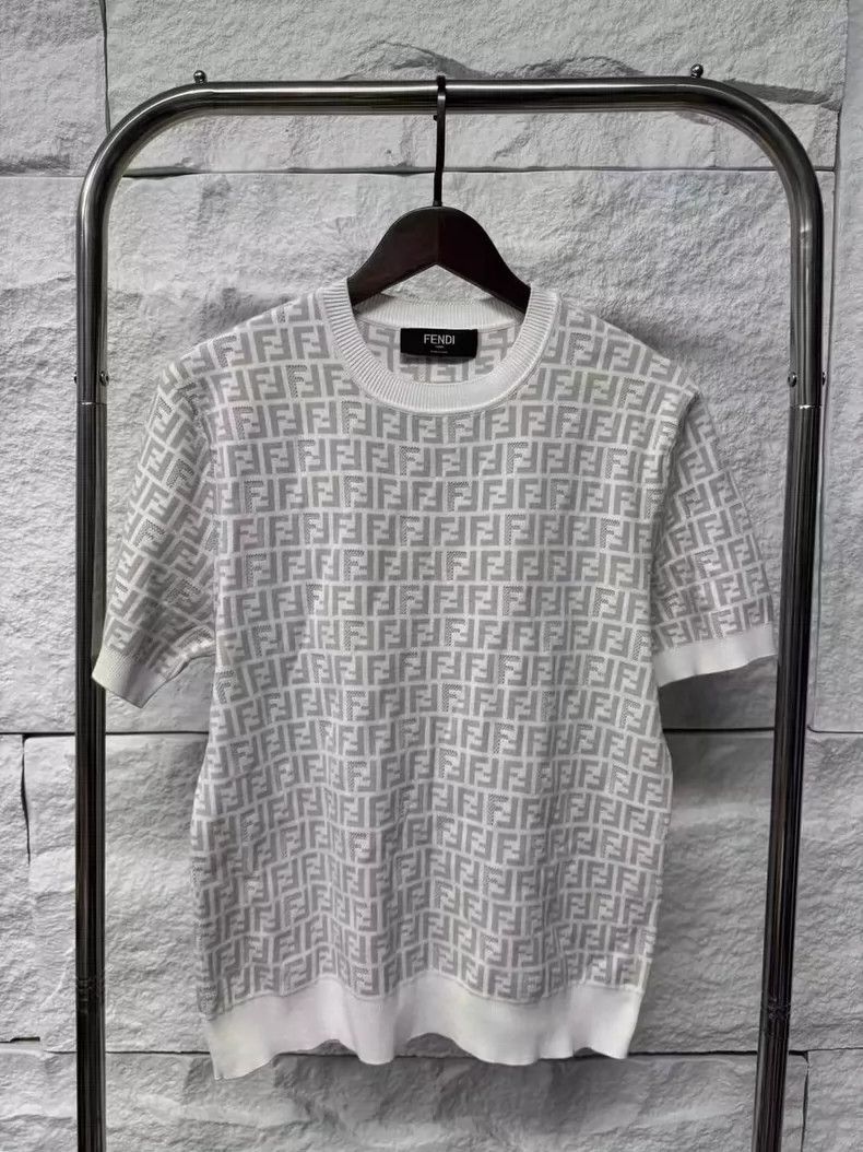 Fendi Fendi White full-print knitted short sleeves Size US S / EU 44-46 / 1 - 1 Thumbnail