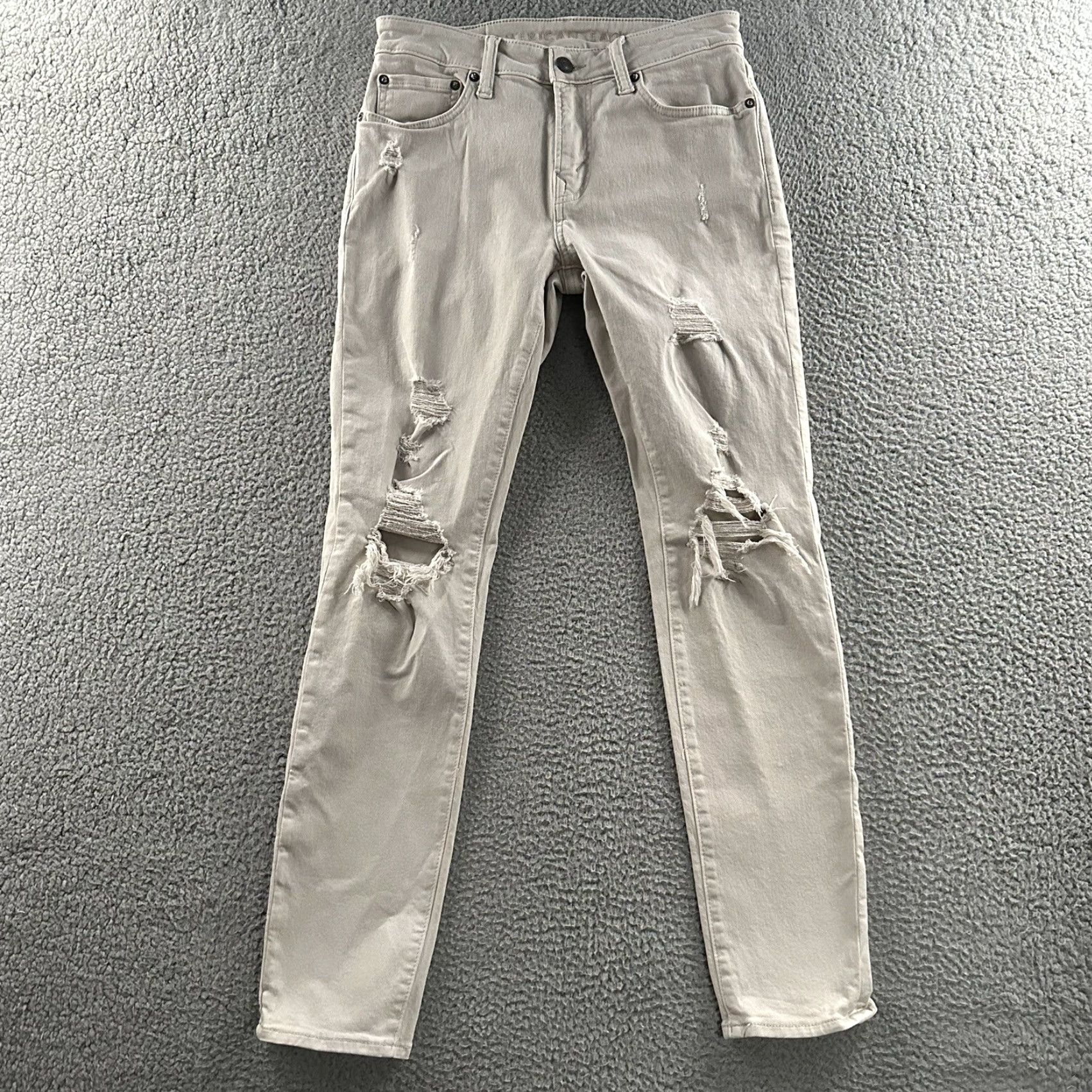 American Eagle Outfitters VINTAGE American Eagle Jeans Athletic Skinny Distressed 29x29 Beige Cotton Blend Mens Jeans Size US 29 - 2 Thumbnail