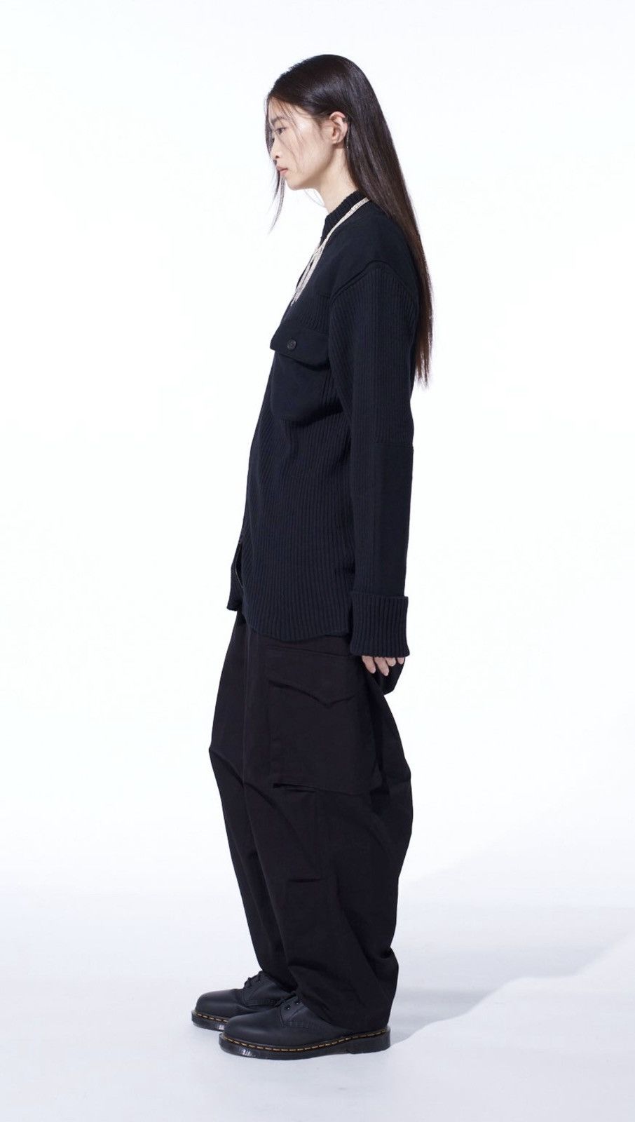 Yohji Yamamoto Yohji 7G Wool Cotton Rib Zip-up w Shoulder and Elbow Patches Size US S / EU 44-46 / 1 - 11 Thumbnail