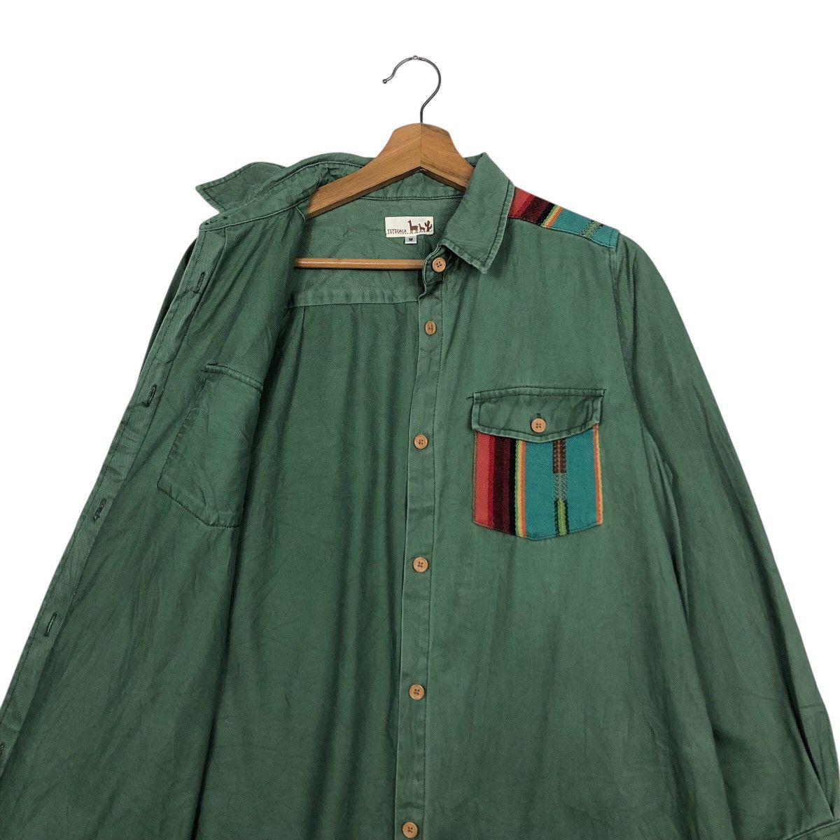 Japanese Brand 📌Vintage Titicaca Shirt Jacket Military Design Rich Green Size US M / EU 48-50 / 2 - 13 Thumbnail