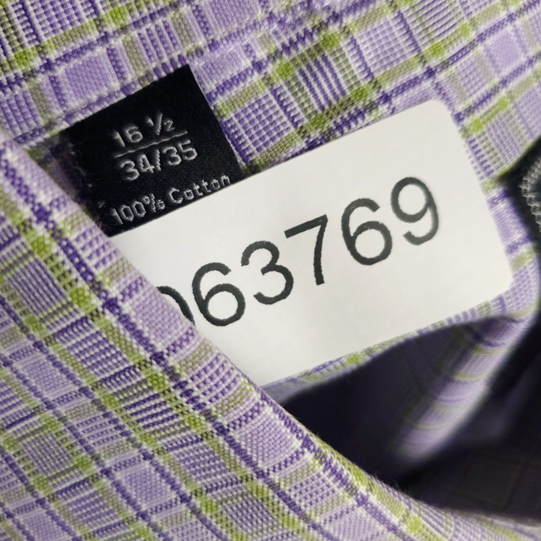 David Donahue DAVID DONAHUE Shirt Mens Size 16.5 Purple Plaid Dress Long Sleeve Button-Up Modern Casual Business Regular Fit Size 42R - 8 Thumbnail