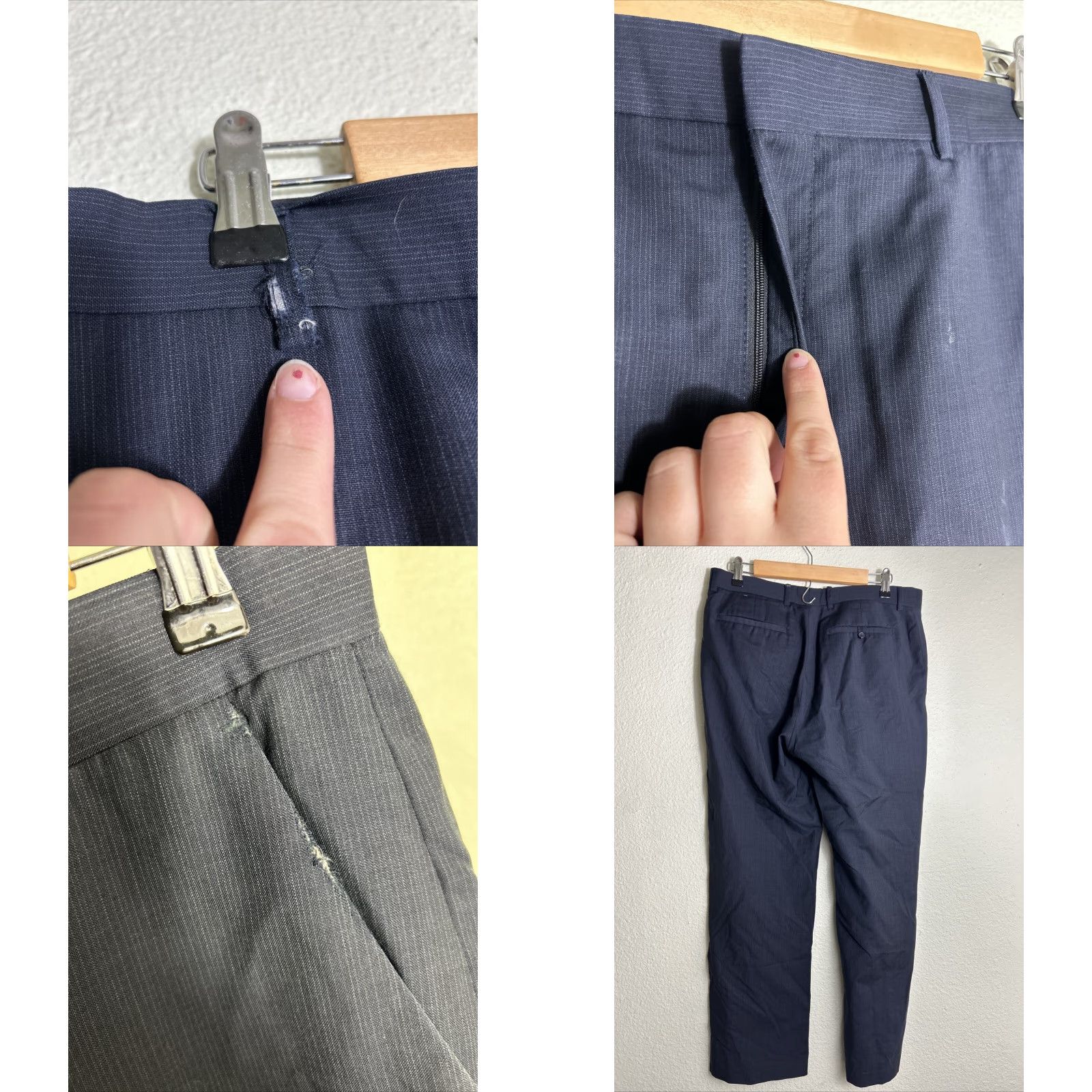 Banana Republic VINTAGE Banana Republic Mens 33x30 Classic Fit Wool Pants Navy Blue Pinstripe Flaw Dress Pants Mens Size US 33 - 8 Thumbnail
