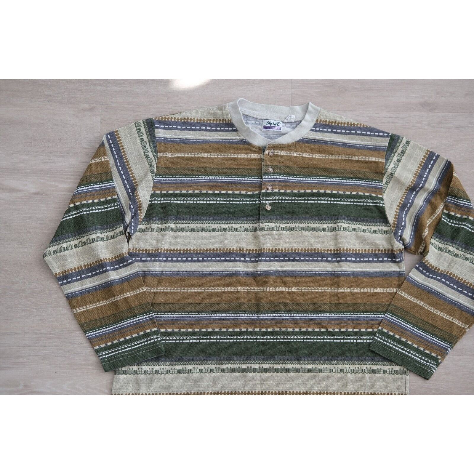 Other Vintage 1990s Impact Unisex Longsleeve Large y2k Stripped Size US L / EU 52-54 / 3 - 2 Thumbnail