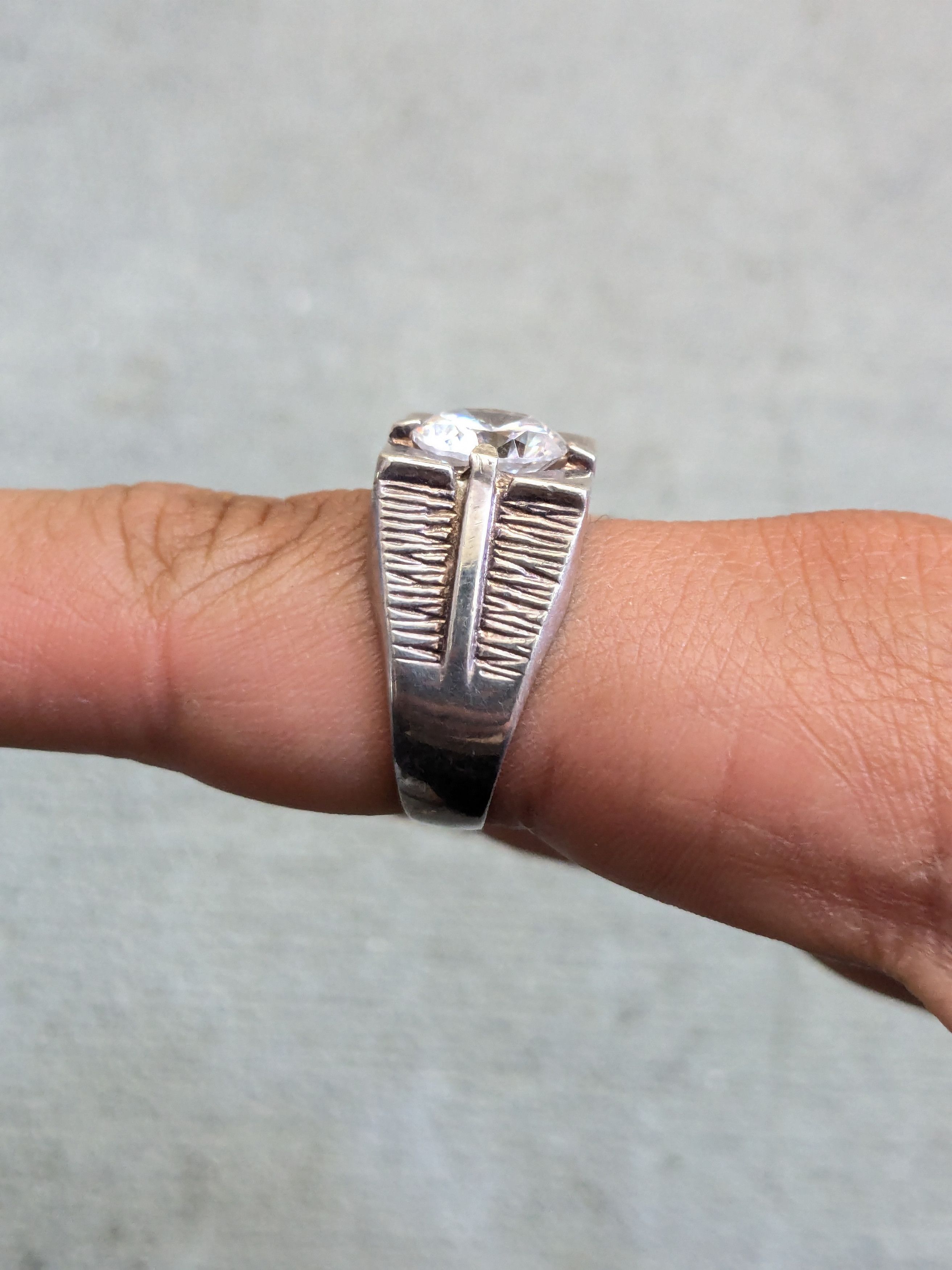 Vintage Vintage Sterling Silver Ring CZ 11 Round Modern Abstract Size ONE SIZE - 11 Thumbnail